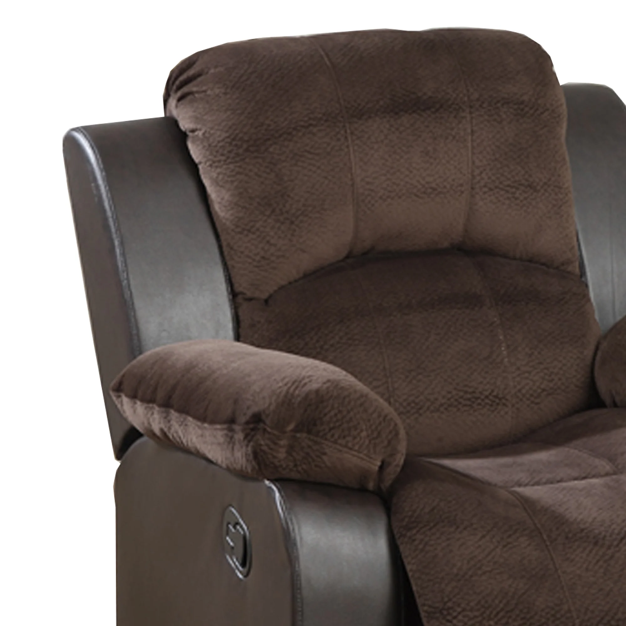 Polyurethane Rocker Recliner In Choco Suede Brown By Benzara - Image 5