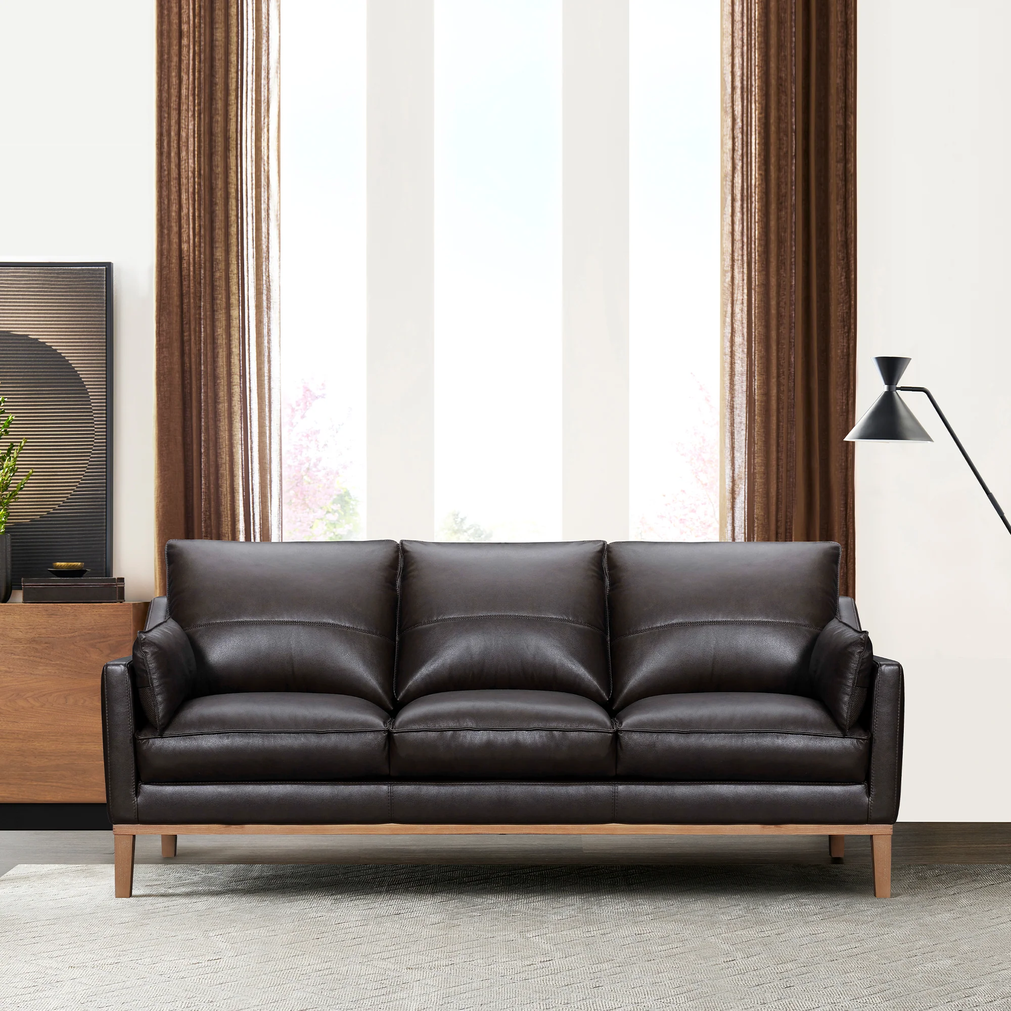 Pompeii 87" Dove Gray Leather Sofa By Armen Living - Image 10