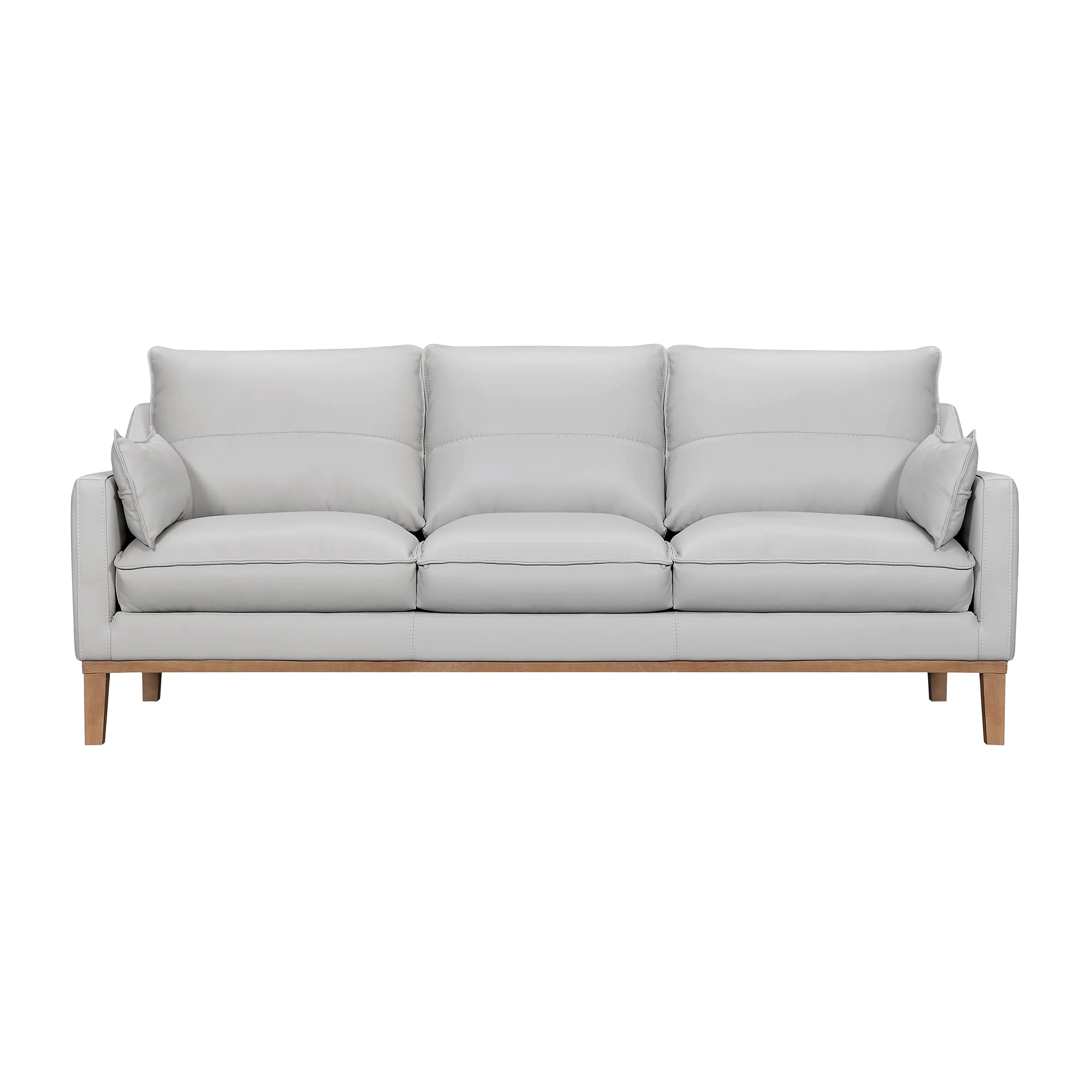 Pompeii 87" Dove Gray Leather Sofa By Armen Living - Image 2