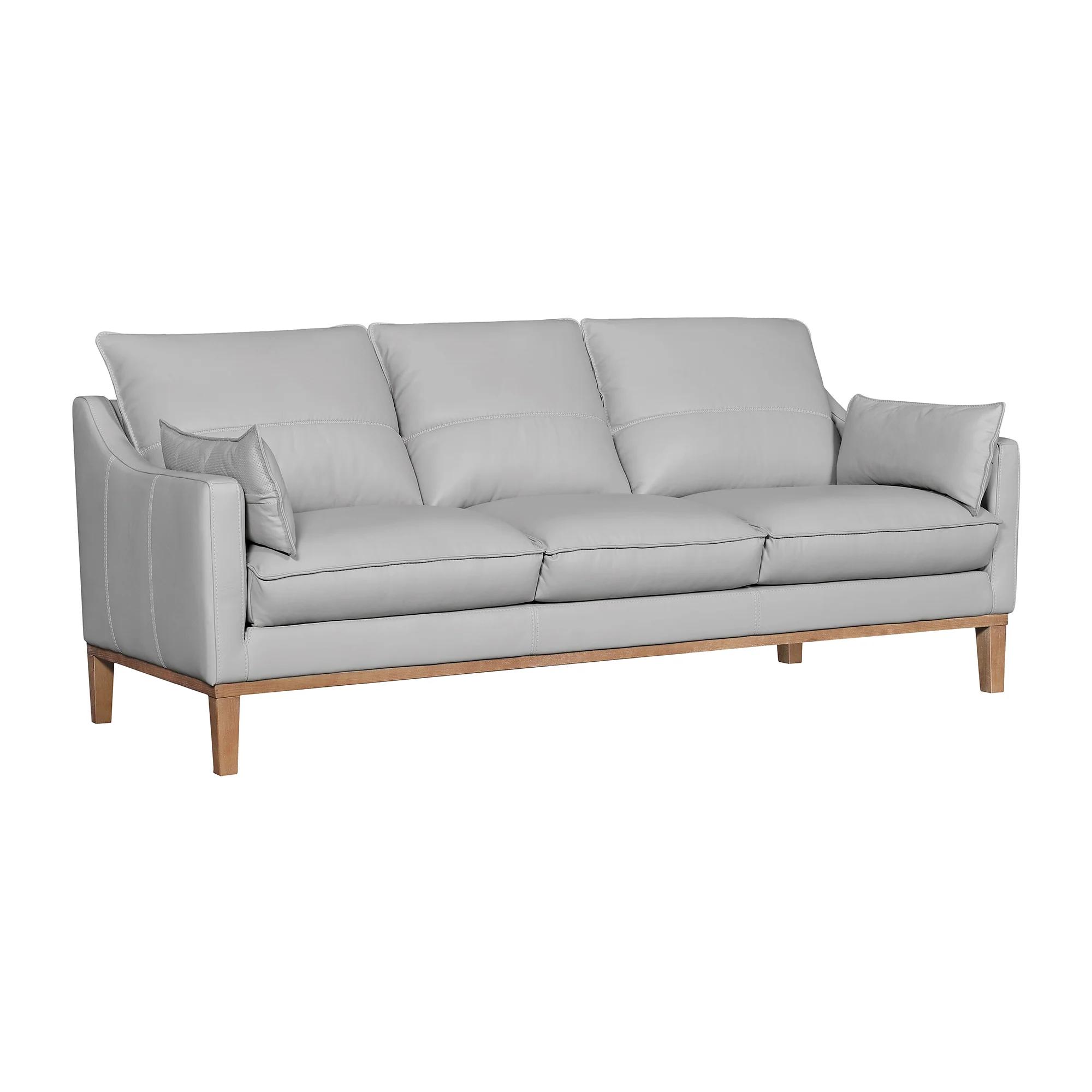 Pompeii 87" Dove Gray Leather Sofa By Armen Living - Image 3