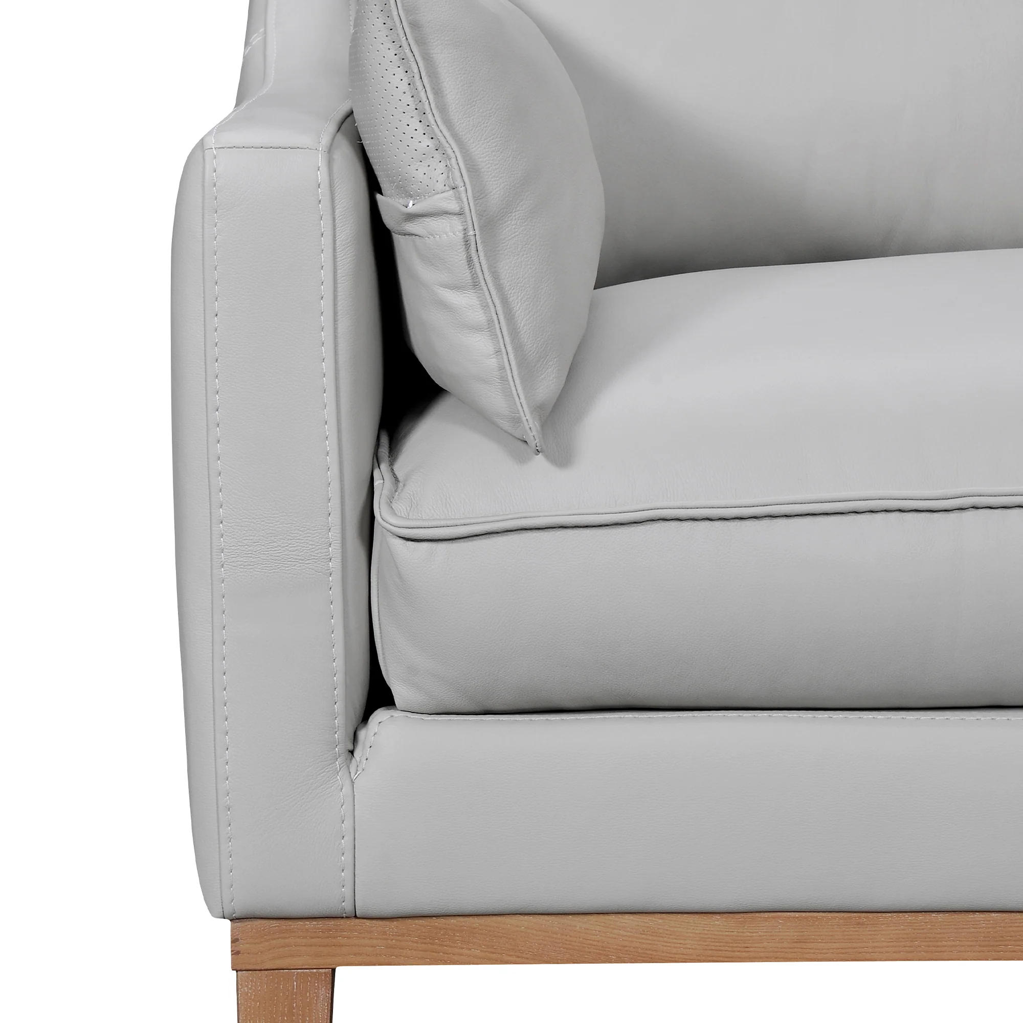 Pompeii 87" Dove Gray Leather Sofa By Armen Living - Image 5