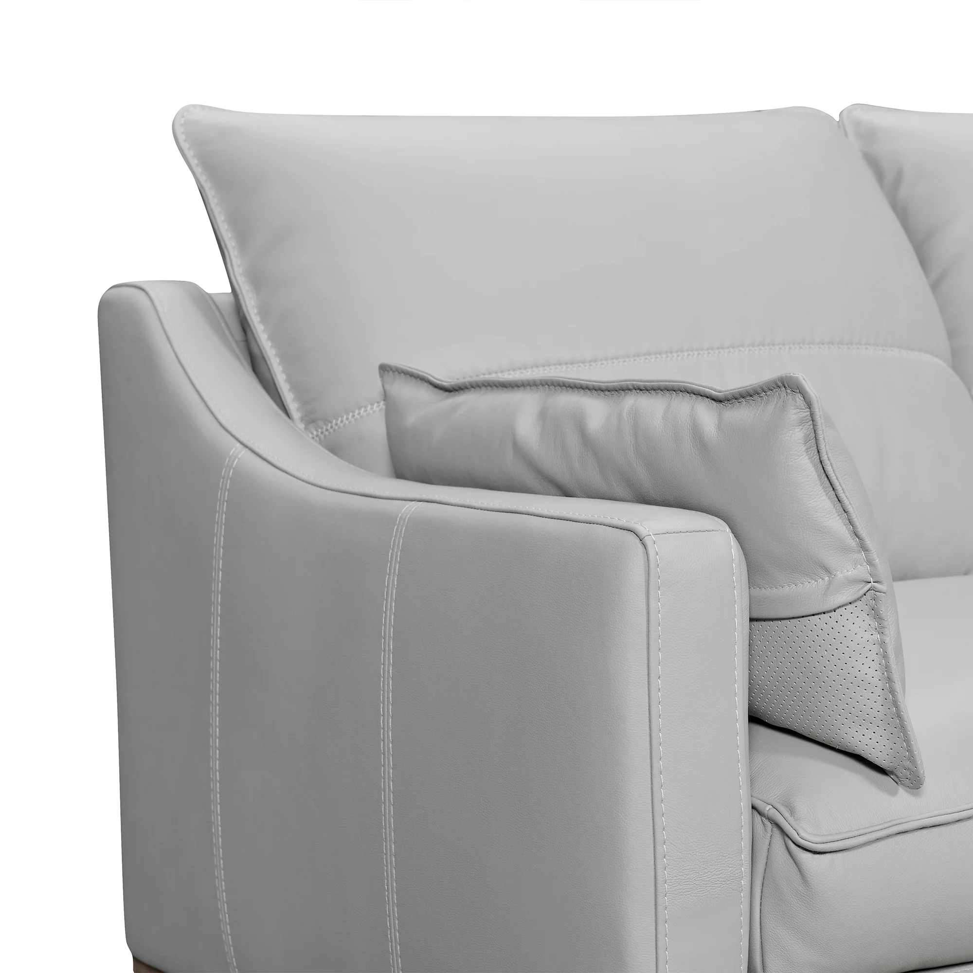 Pompeii 87" Dove Gray Leather Sofa By Armen Living - Image 6