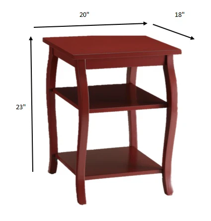 Pop of Color Red Bow Leg Square End Table By Homeroots - Image 4