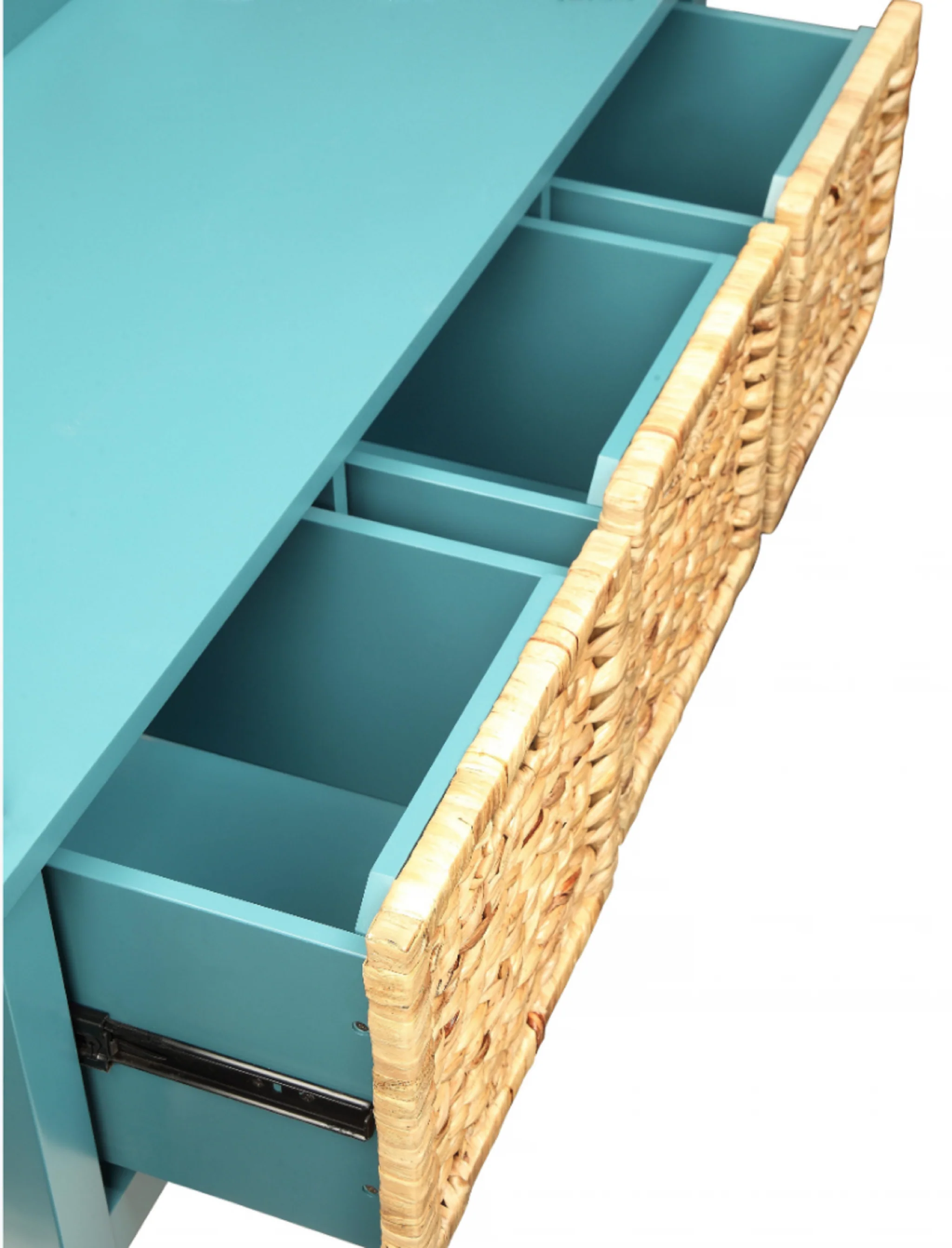 Pop of Color Teal Storage Bench By Homeroots - Image 2