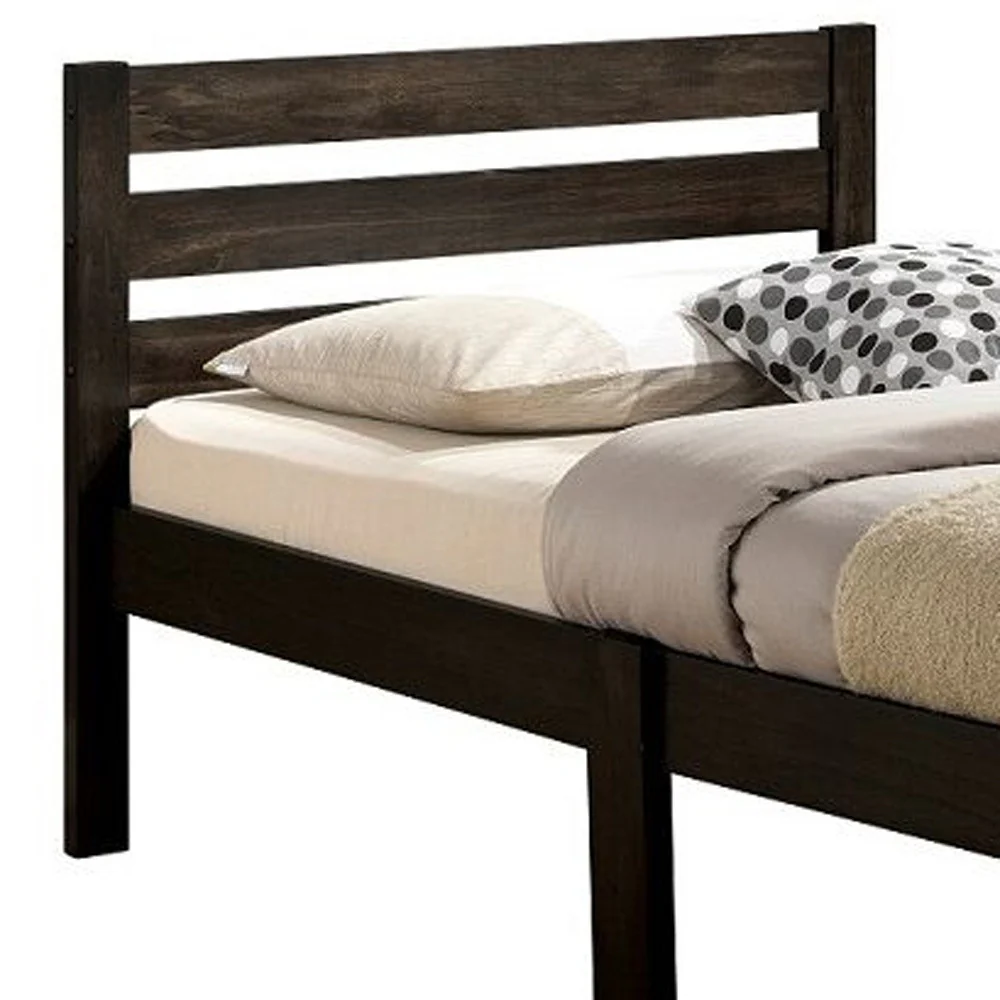 Popular Brown Twin Size Slat Wood Bed By Homeroots - Image 2