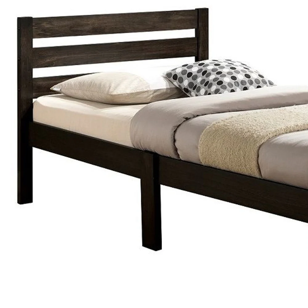 Popular Brown Twin Size Slat Wood Bed By Homeroots - Image 3