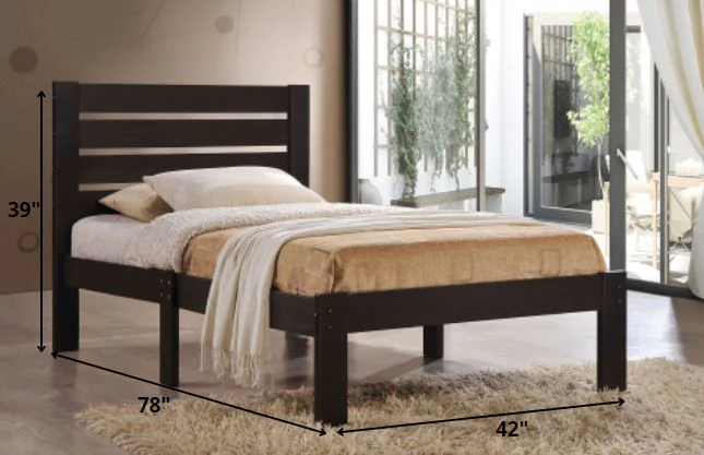 Popular Espresso Twin Size Slat Wood Bed By Homeroots - Image 2