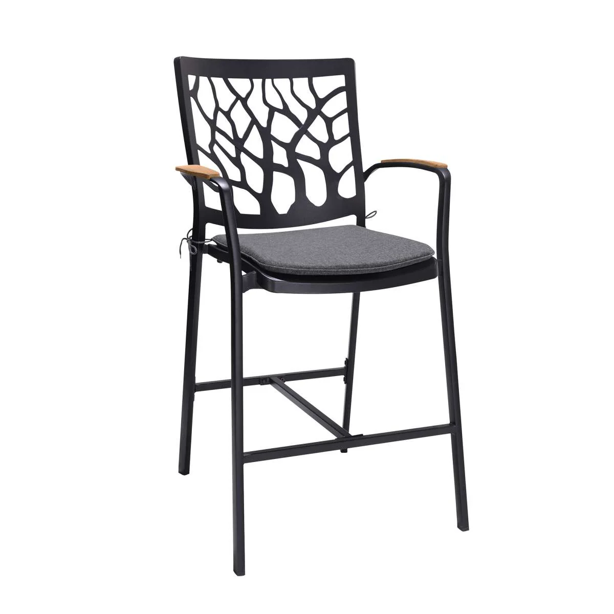 Portals 5 Piece Outdoor Patio Aluminum Bar Set in Black Finish By Armen Living - Image 2