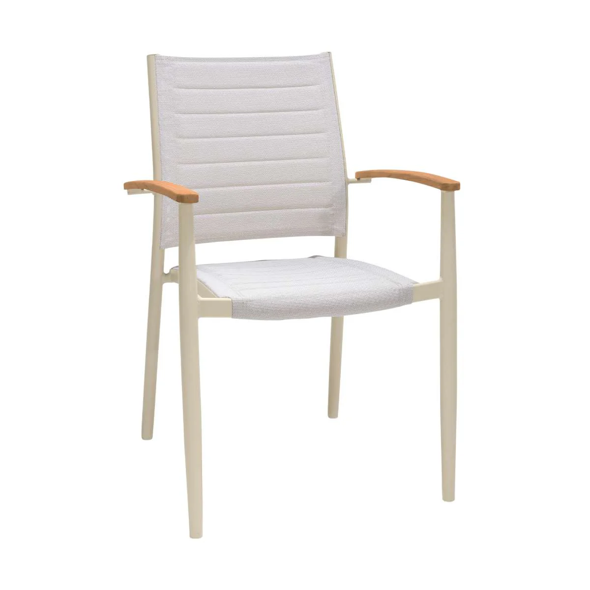 Portals Outdoor 5 Piece Coral Sand Aluminum & Teak Wood Dining Set By Armen Living - Image 3
