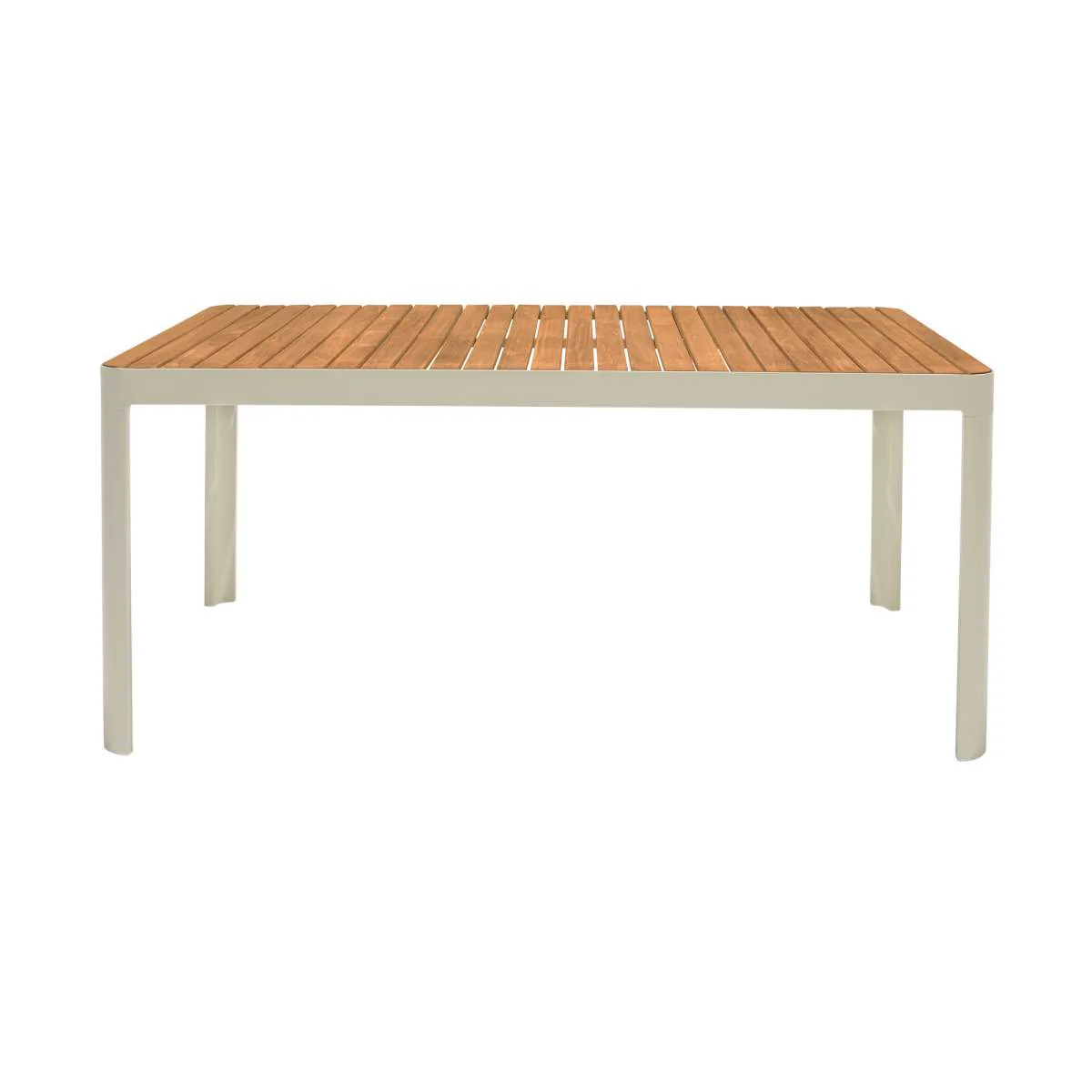 Portals Outdoor 5 Piece Coral Sand Aluminum & Teak Wood Dining Set By Armen Living - Image 5