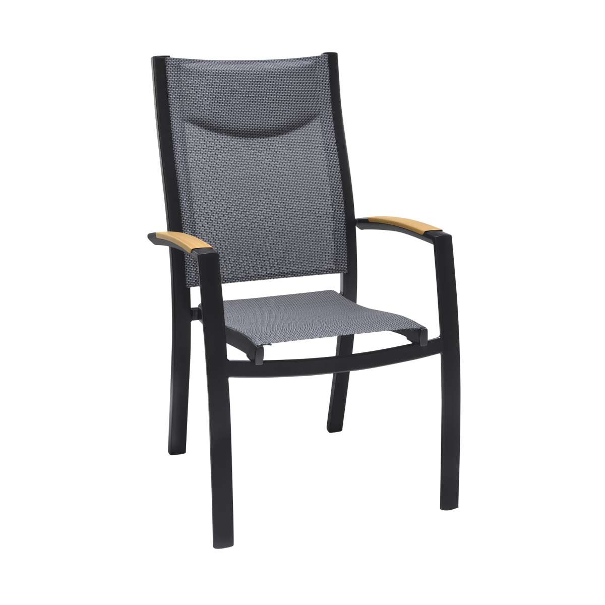 Portals Outdoor 7 Piece Black Aluminum & Teak Wood Dining Set By Armen Living - Image 19