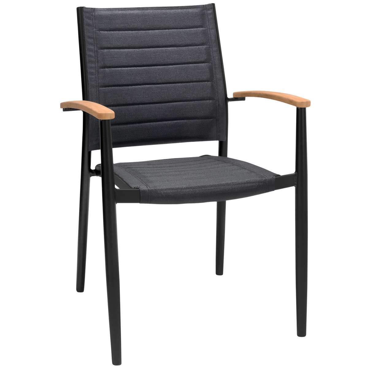 Portals Outdoor 7 Piece Black Aluminum & Teak Wood Dining Set By Armen Living - Image 3