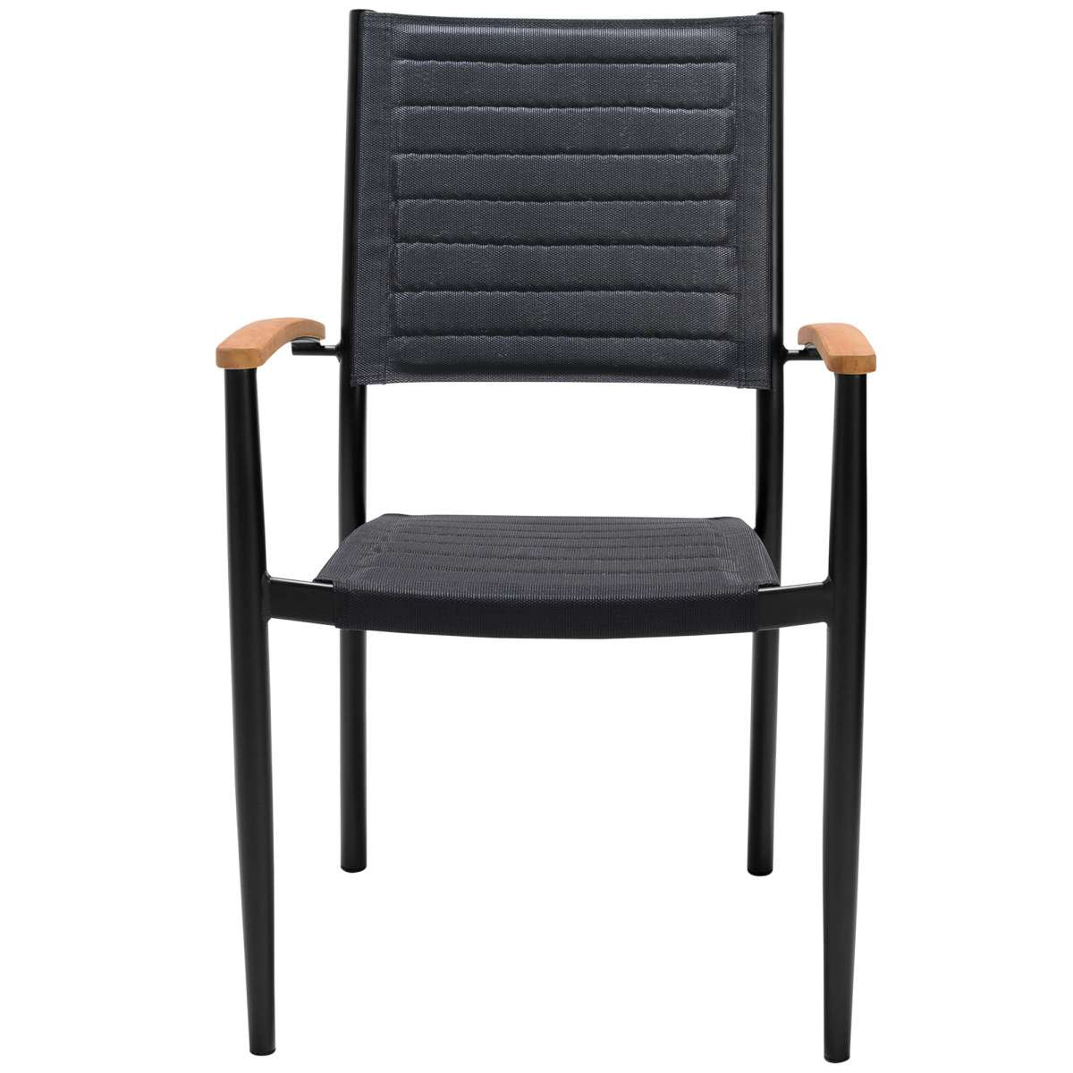 Portals Outdoor 7 Piece Black Aluminum & Teak Wood Dining Set By Armen Living - Image 4