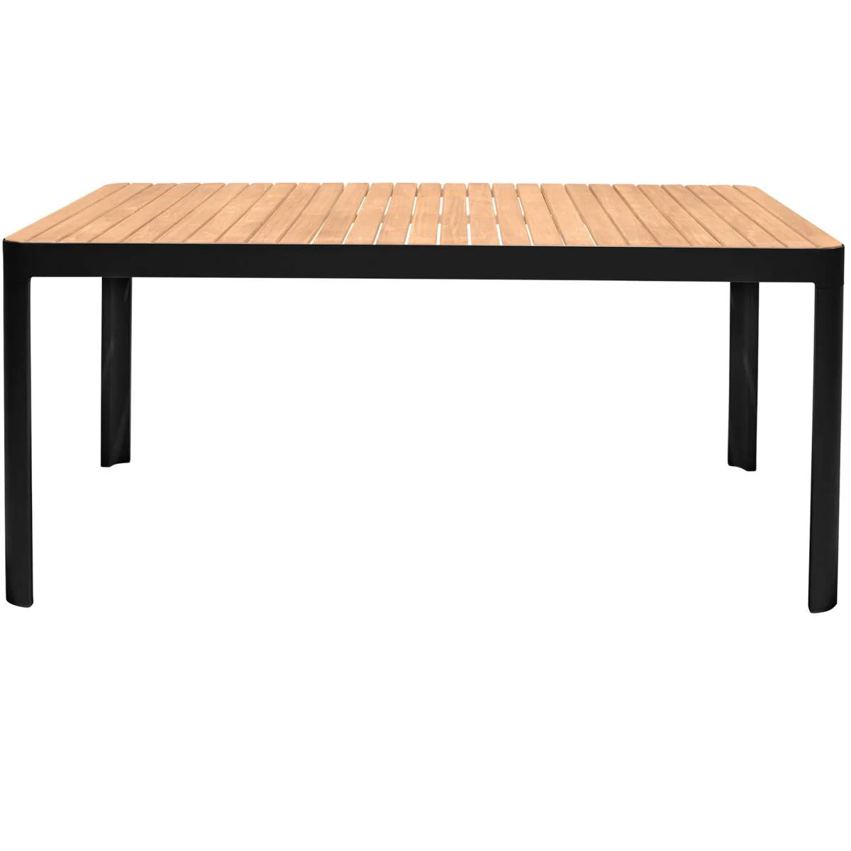 Portals Outdoor 7 Piece Black Aluminum & Teak Wood Dining Set By Armen Living - Image 5