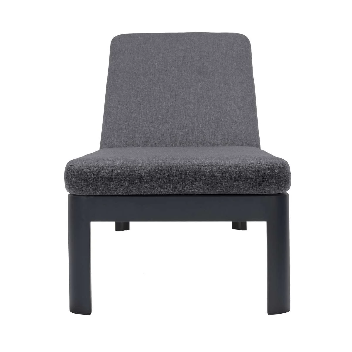 Portals Outdoor Chaise Lounge Chair in Black Finish and Grey Cushions By Armen Living - Image 3