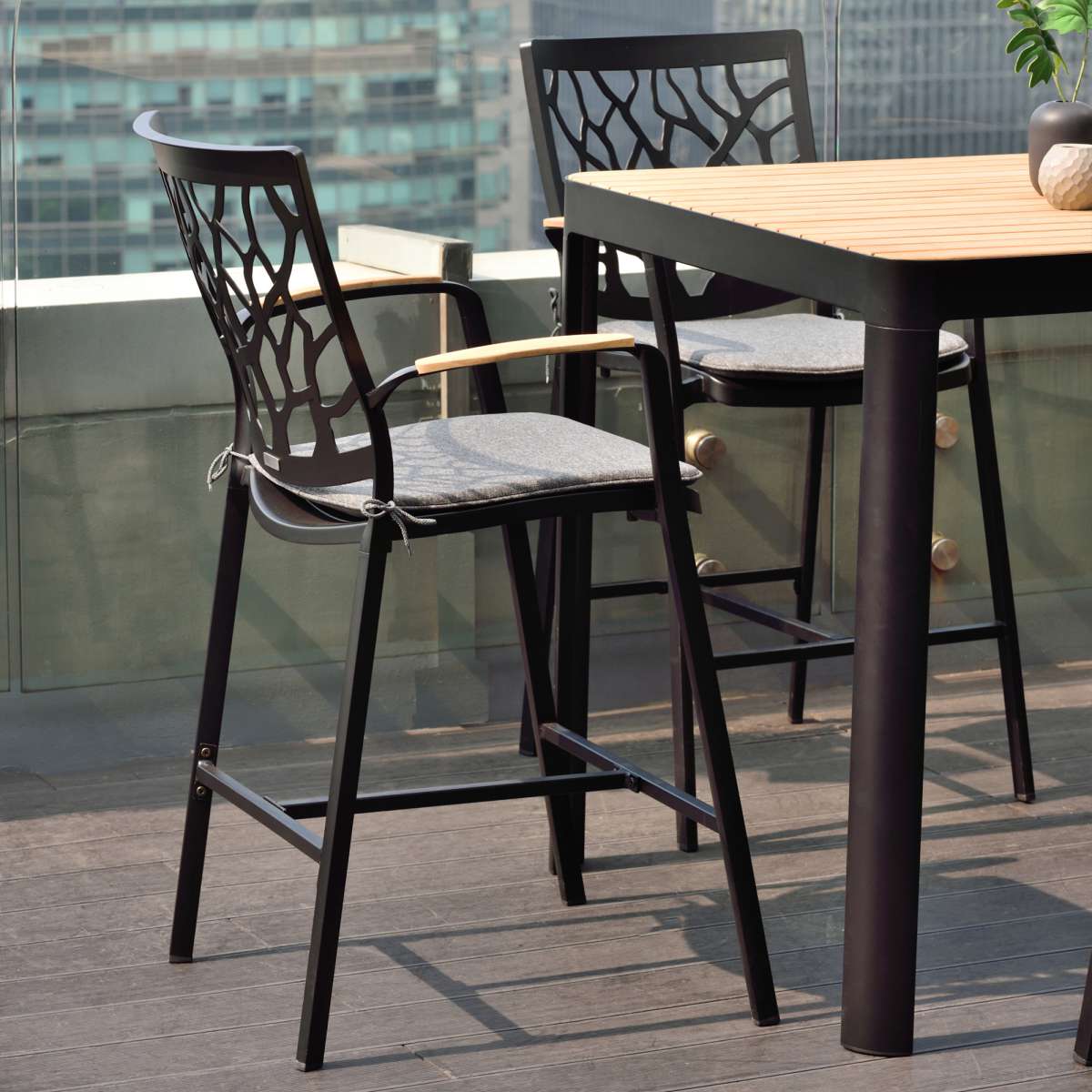 Portals Outdoor Patio Aluminum Barstool  By Armen Living - Image 8