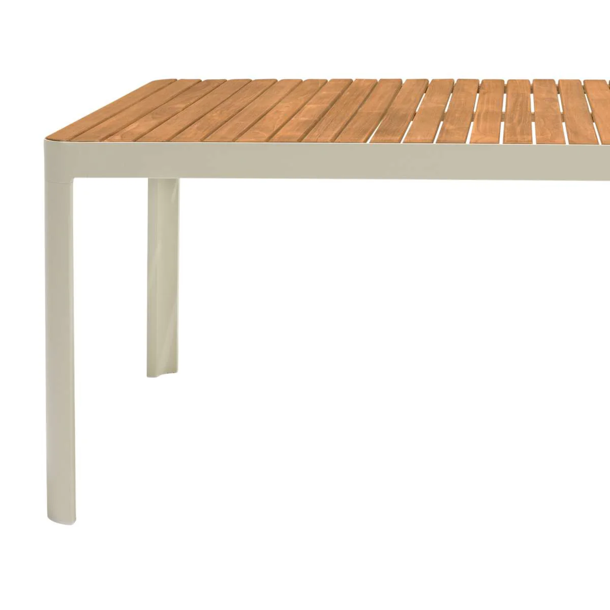 Portals Outdoor Rectangular Coral Sand Aluminum & Teak Wood Dining Table By Armen Living - Image 5