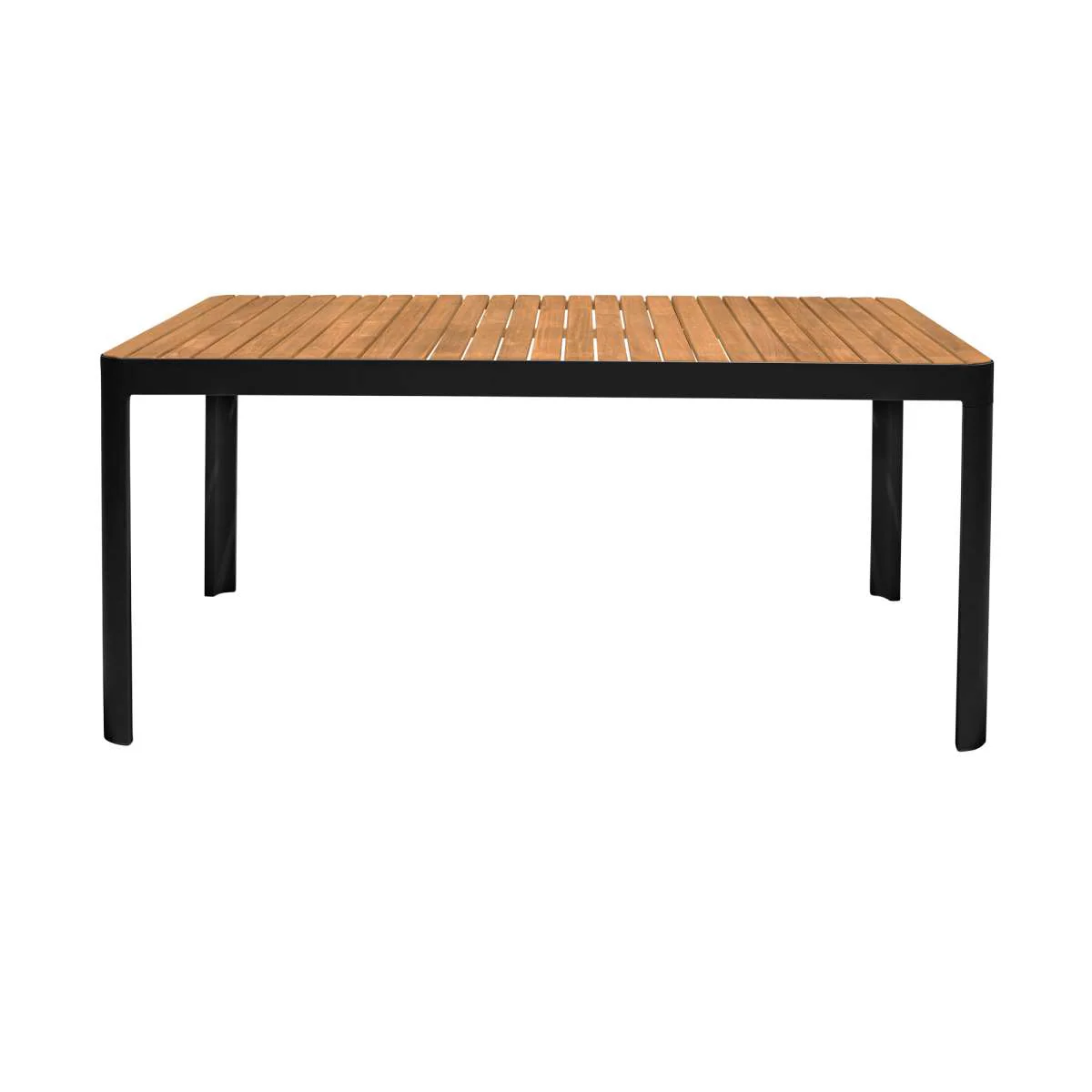 Portals Outdoor Rectangular Coral Sand Aluminum & Teak Wood Dining Table By Armen Living - Image 7