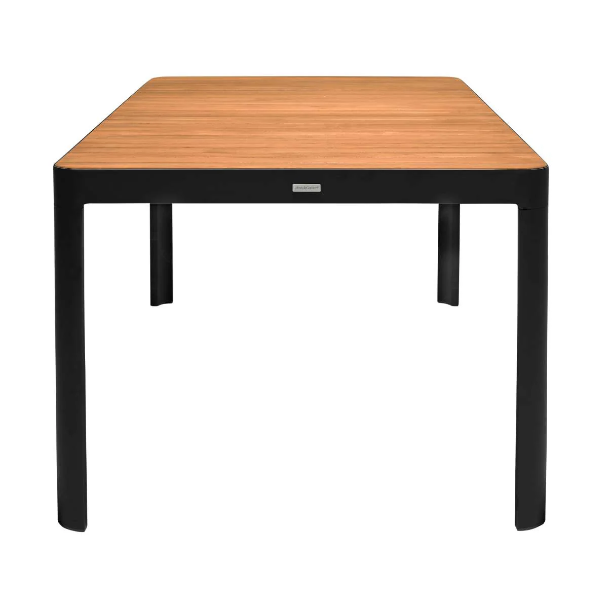 Portals Outdoor Rectangular Coral Sand Aluminum & Teak Wood Dining Table By Armen Living - Image 8