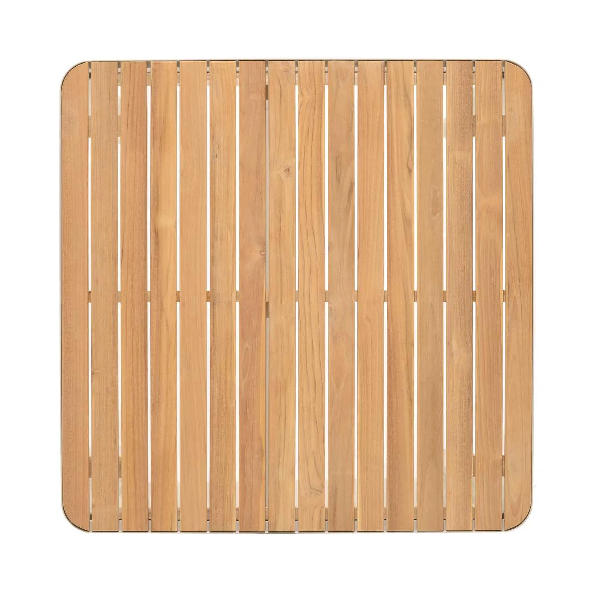 Portals Outdoor Square Bar Table In Light Matte Sand with Natural Teak Wood Top By Armen Living - Image 6