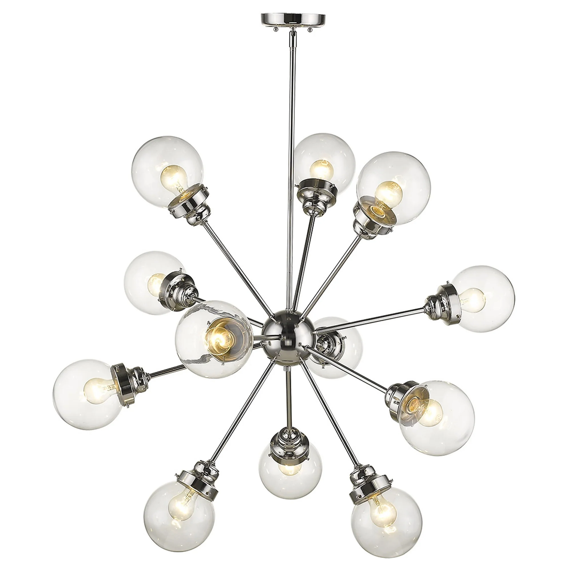 Portsmith 12-Light Polished Nickel Chandelier By Homeroots - Image 3