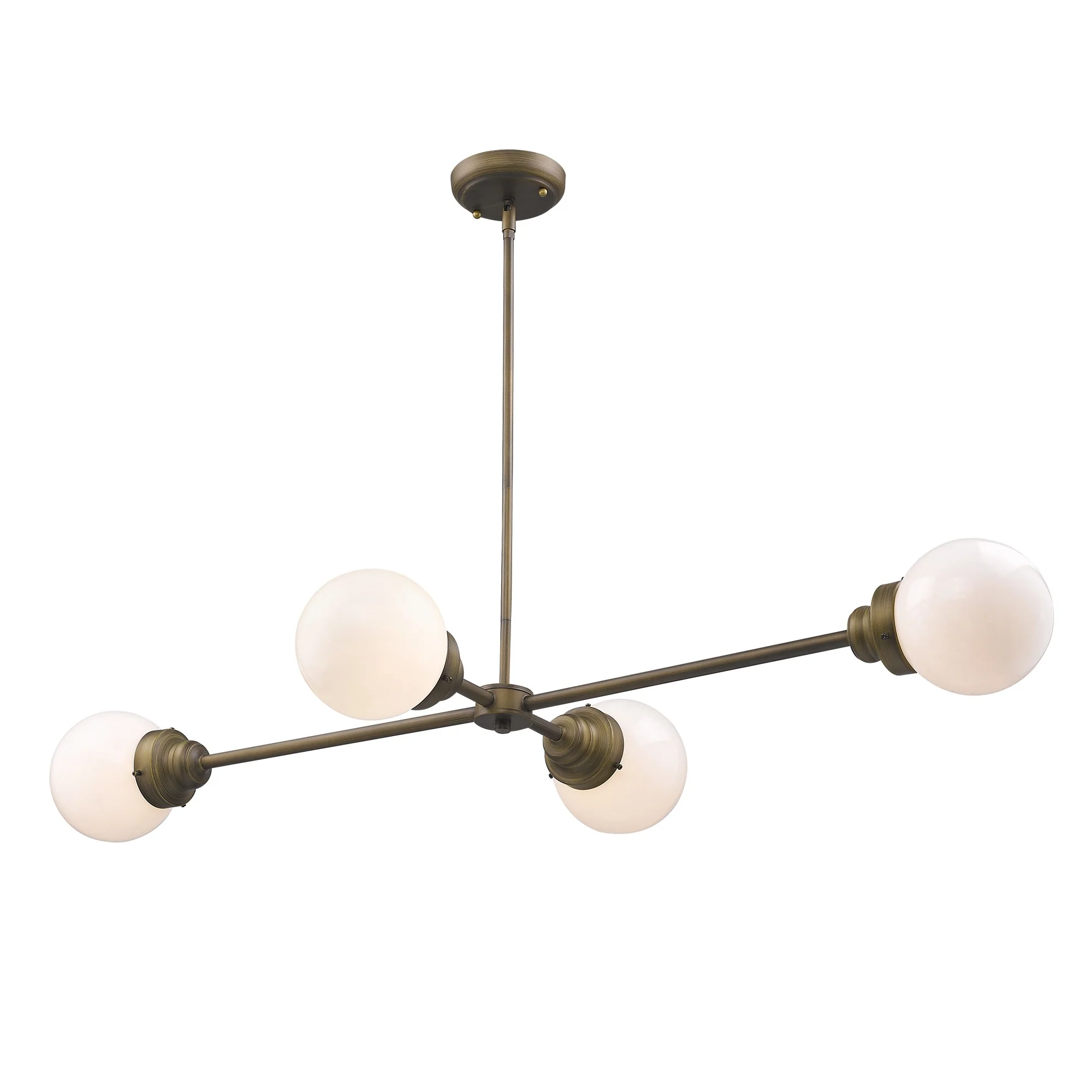 Portsmith 4-Light Raw Brass Island Pendant With White Globe Shades By Homeroots - Image 2