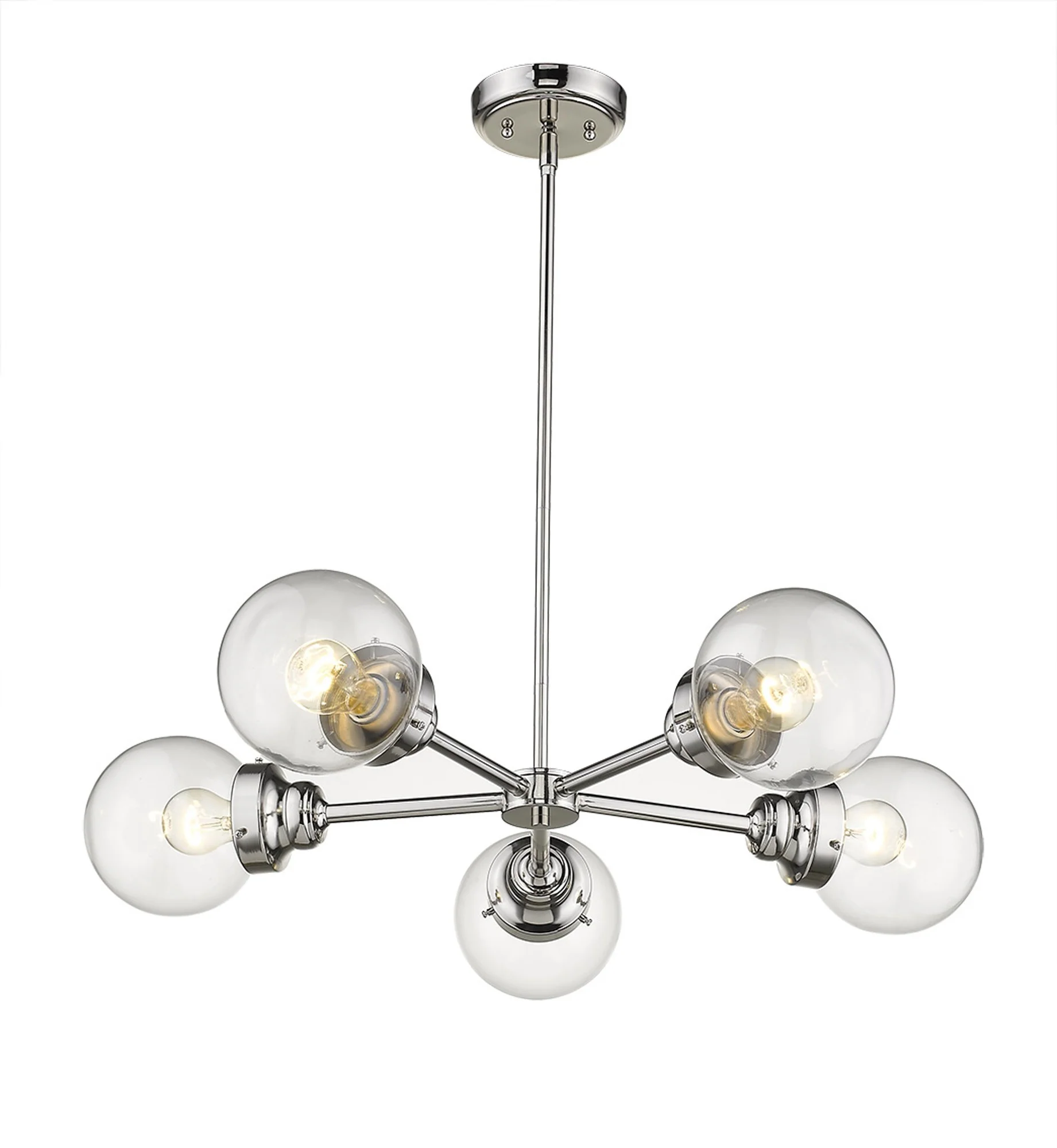 Portsmith 5-Light Polished Nickel Chandelier By Homeroots - Image 3