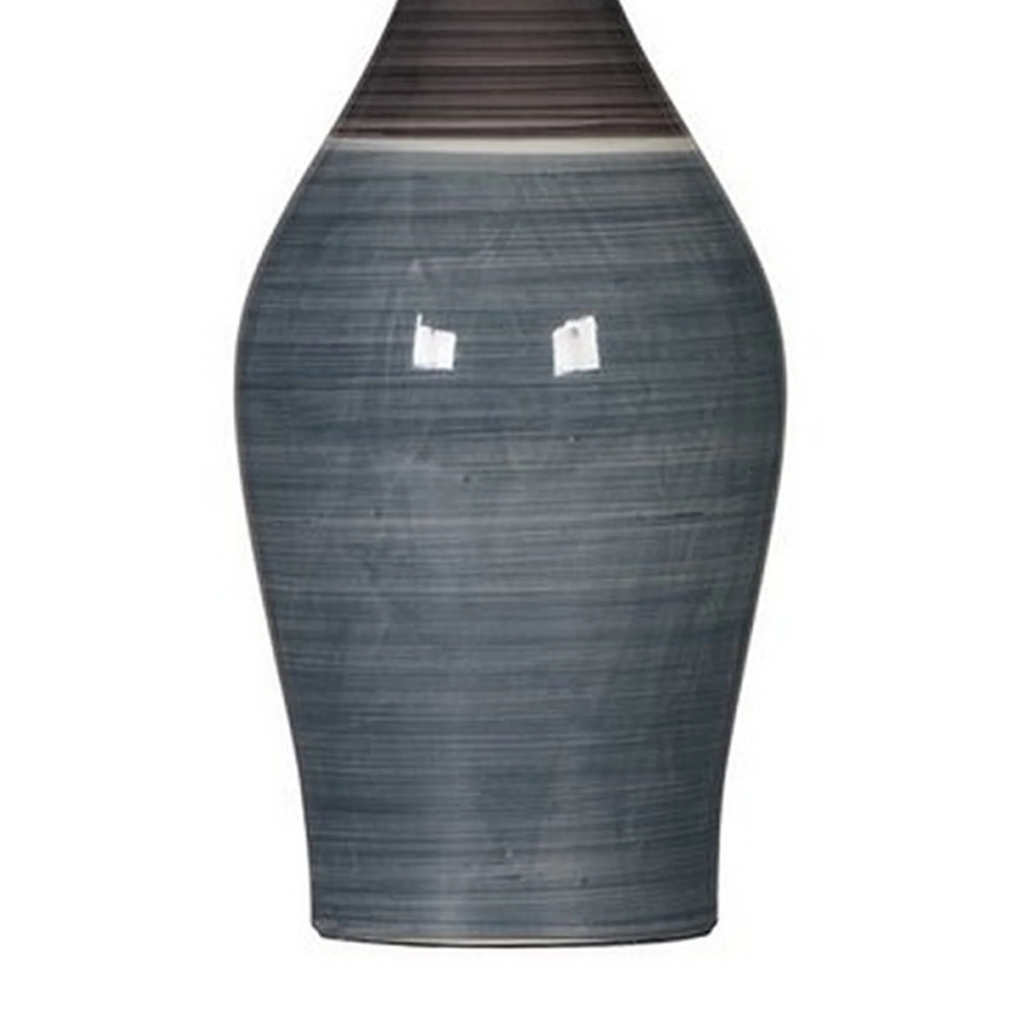 Pot Bellied Ceramic Table Lamp With Brushed DetailsSet Of 2 Gray And White By Benzara - Image 3