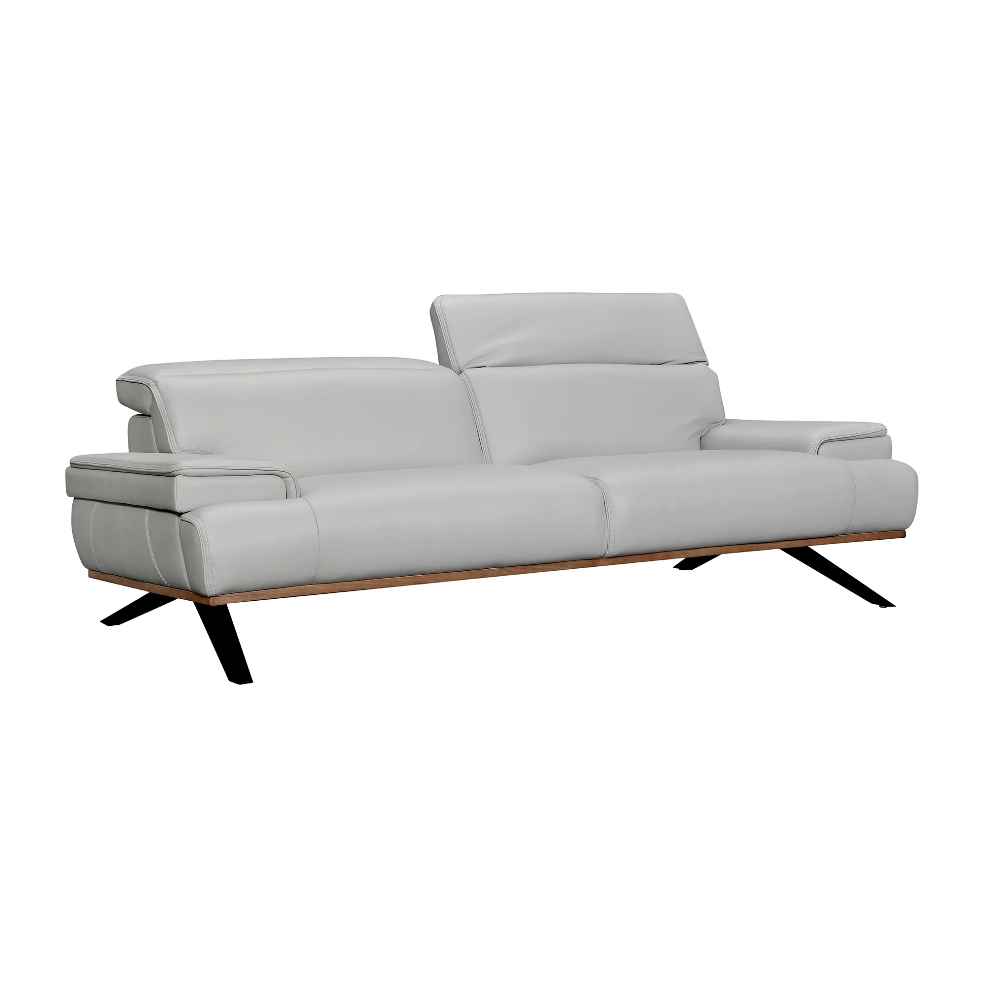 Prato 89" Dove Gray Leather Sofa By Armen Living - Image 3