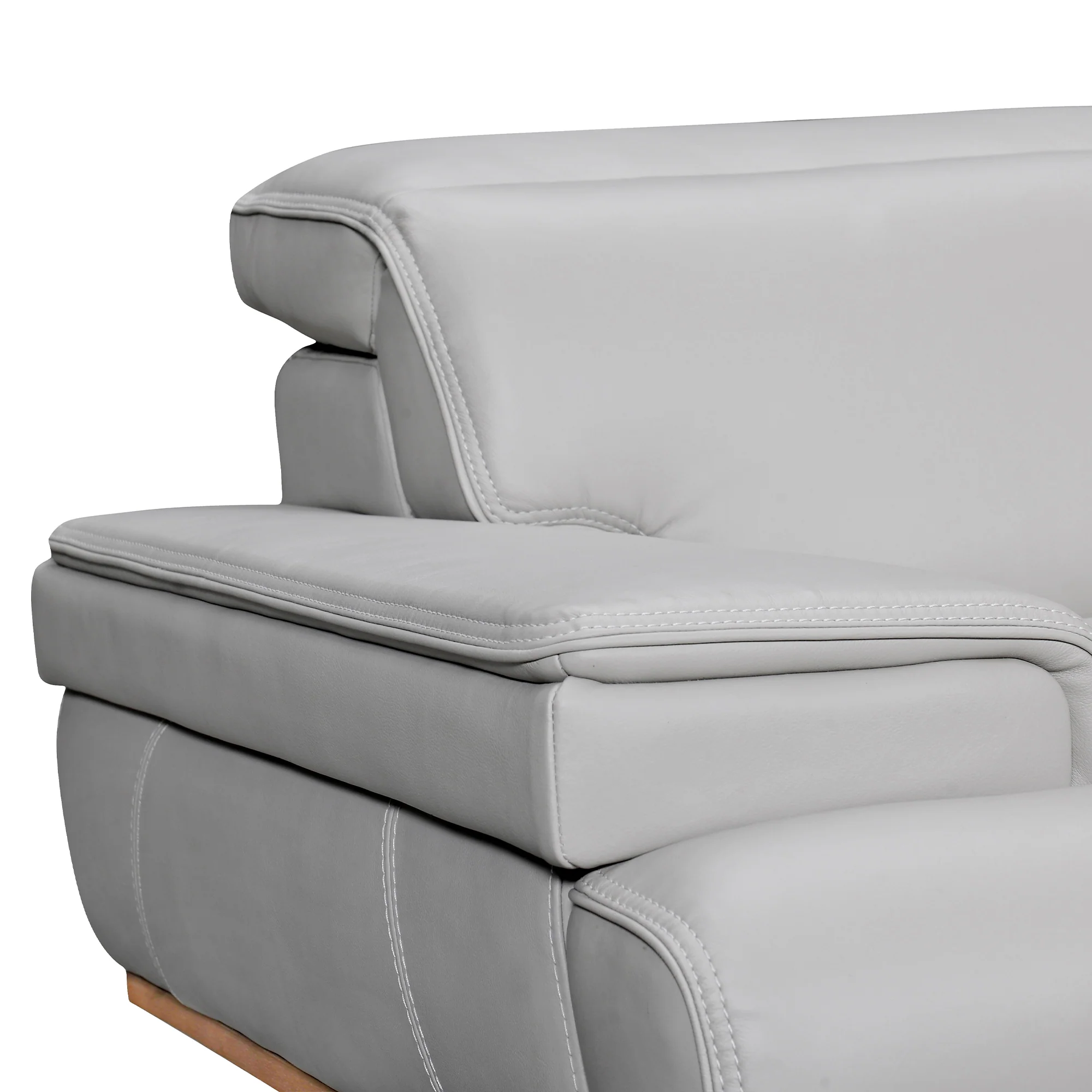 Prato 89" Dove Gray Leather Sofa By Armen Living - Image 6