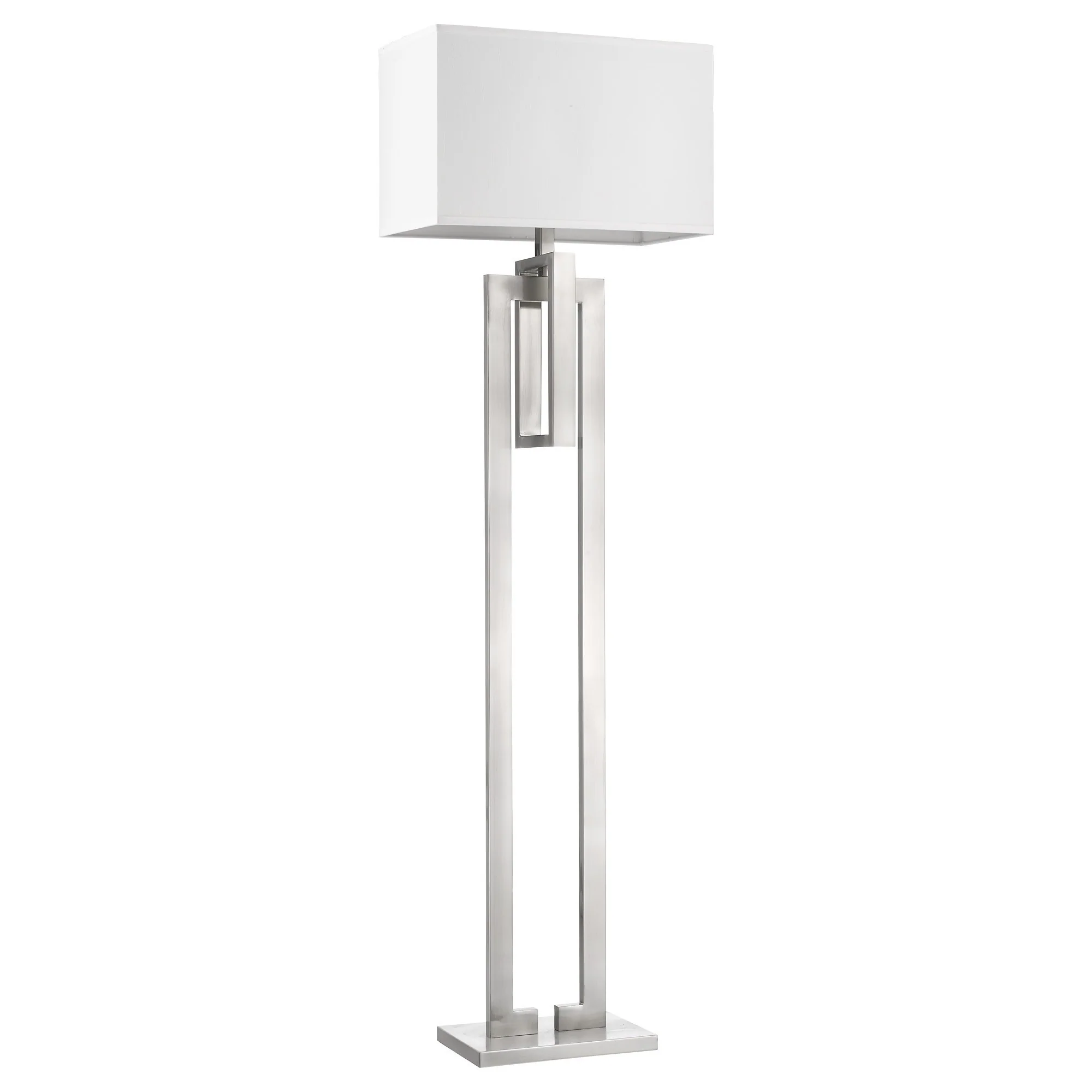 Precision 1-Light Brushed Nickel Floor Lamp With Ivory Shantung Shade By Homeroots - Image 2