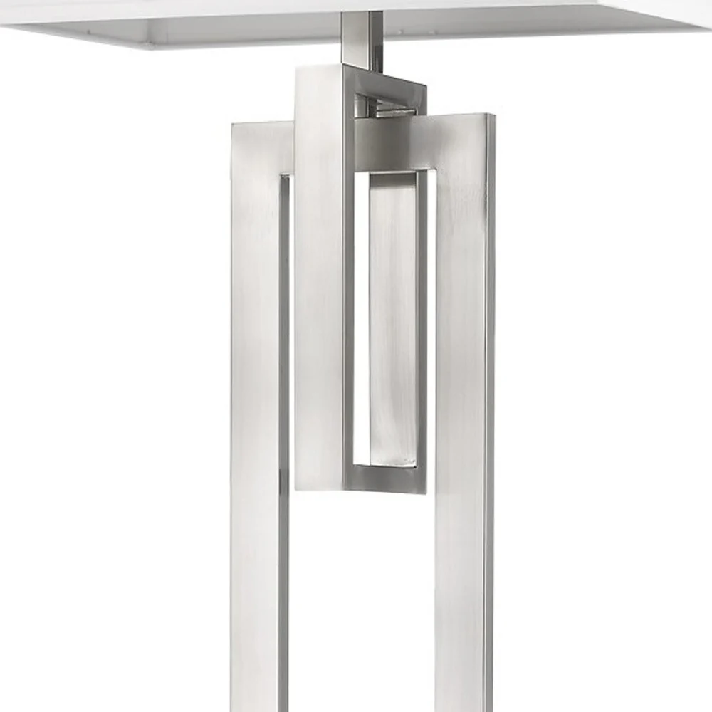 Precision 1-Light Brushed Nickel Floor Lamp With Ivory Shantung Shade By Homeroots - Image 3