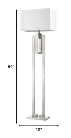 Precision 1-Light Brushed Nickel Floor Lamp With Ivory Shantung Shade By Homeroots - Image 5
