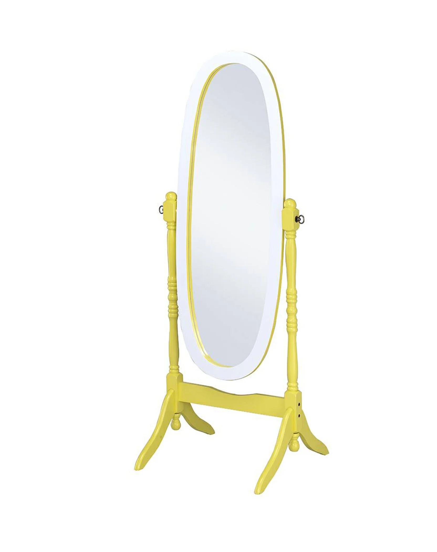Pretty Pastel Blue and White Cheval Standing Oval Mirror By Homeroots - Image 10