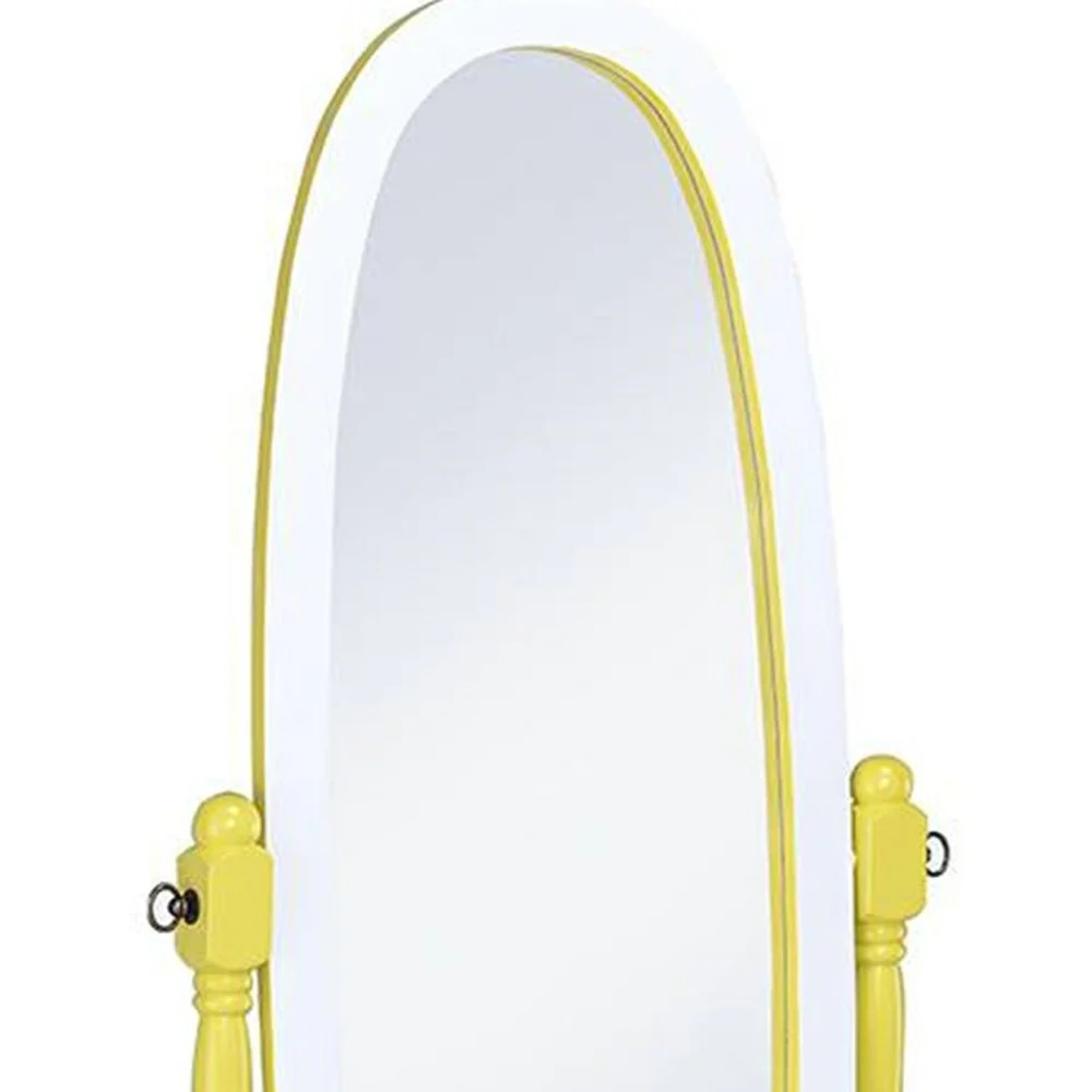 Pretty Pastel Blue and White Cheval Standing Oval Mirror By Homeroots - Image 11
