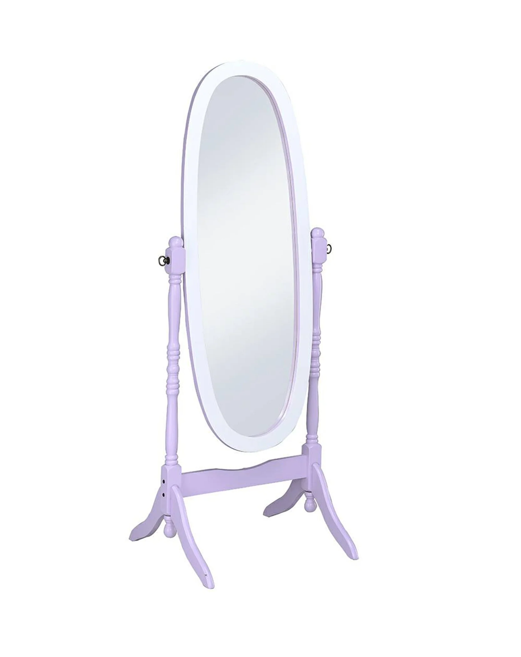 Pretty Pastel Blue and White Cheval Standing Oval Mirror By Homeroots - Image 5