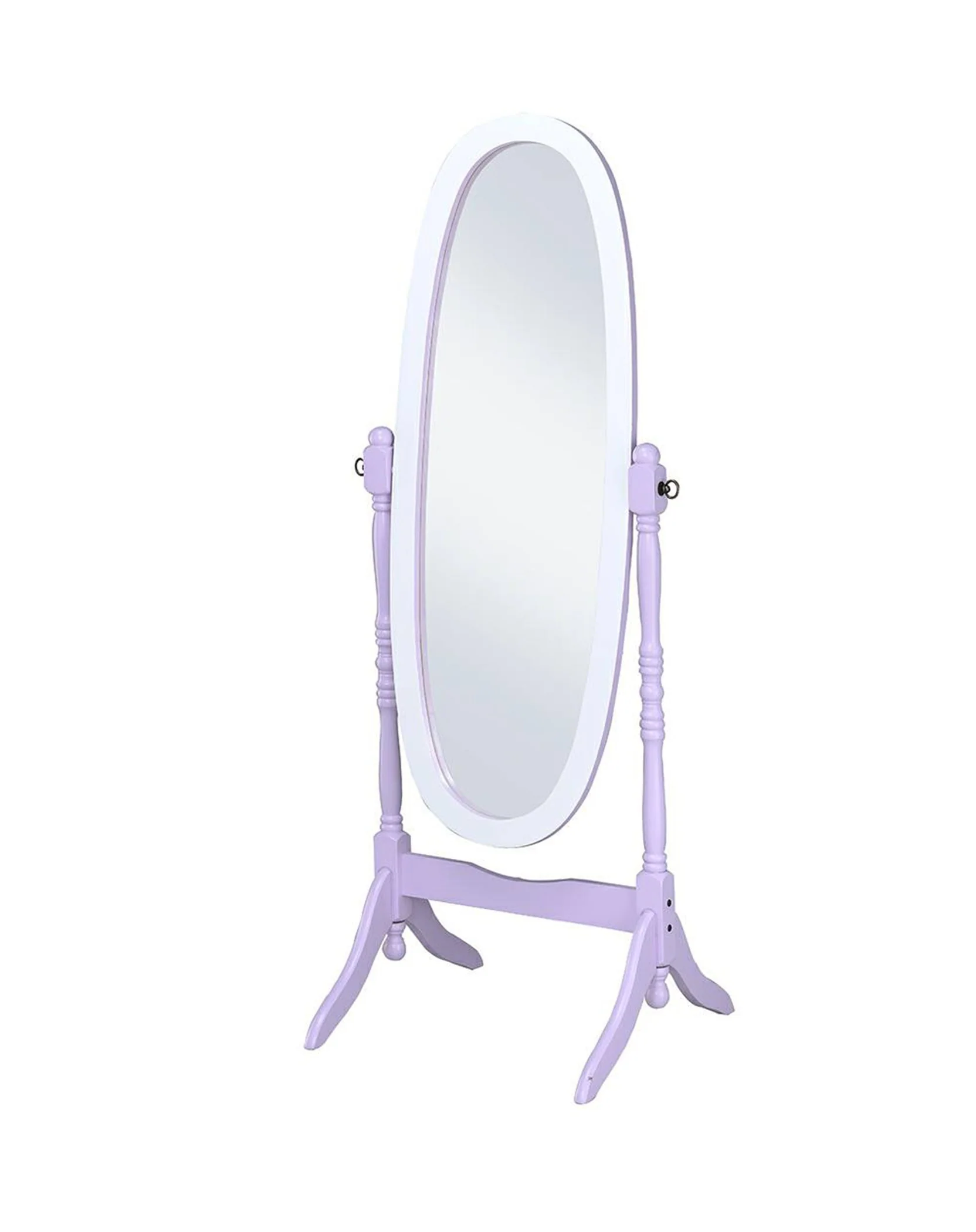 Pretty Pastel Blue and White Cheval Standing Oval Mirror By Homeroots - Image 6