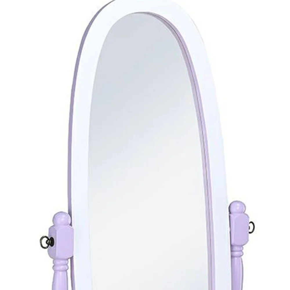 Pretty Pastel Blue and White Cheval Standing Oval Mirror By Homeroots - Image 7