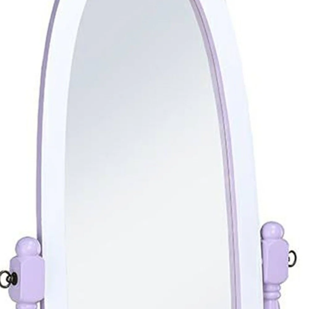 Pretty Pastel Blue and White Cheval Standing Oval Mirror By Homeroots - Image 8