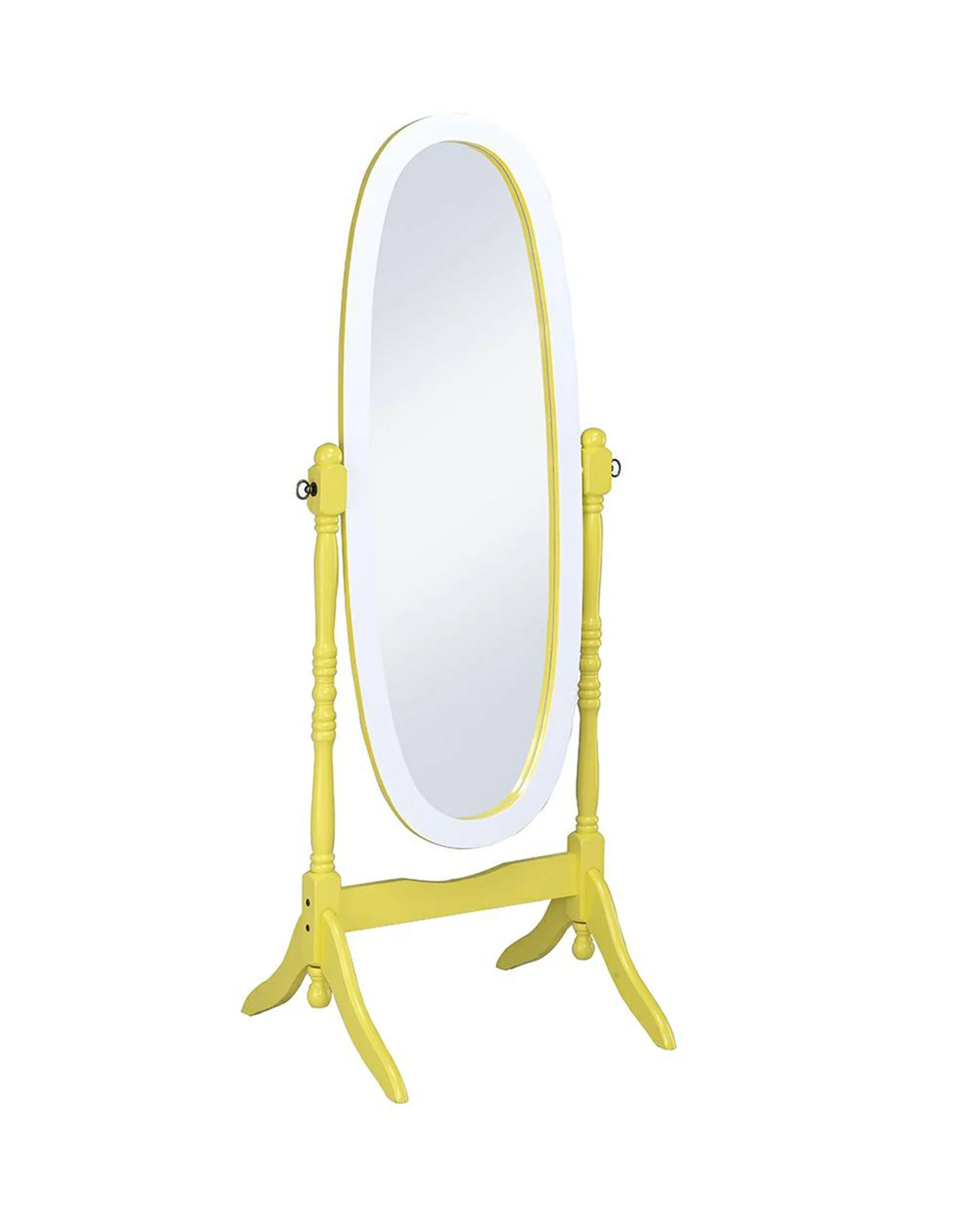 Pretty Pastel Blue and White Cheval Standing Oval Mirror By Homeroots - Image 9