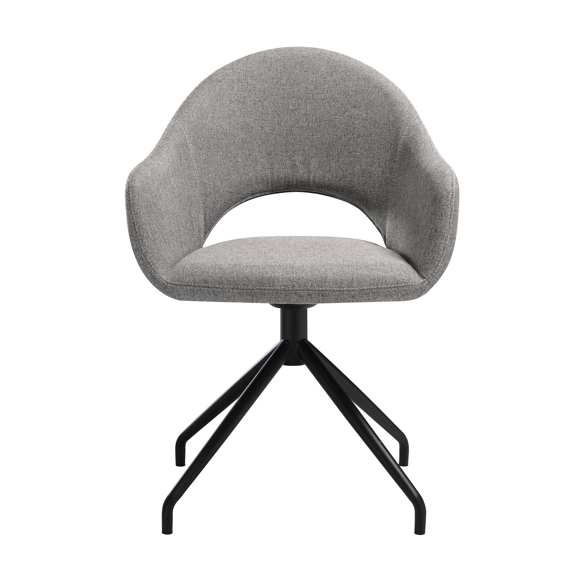 Pria Swivel Upholstered Dining Chair in Gray Fabric with Black Metal Legs - Set of 2 By Armen Living - Image 5