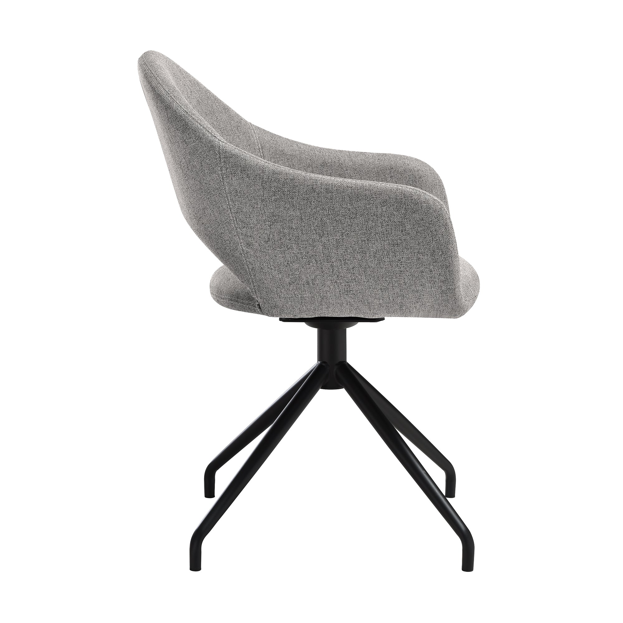 Pria Swivel Upholstered Dining Chair in Gray Fabric with Black Metal Legs - Set of 2 By Armen Living - Image 6