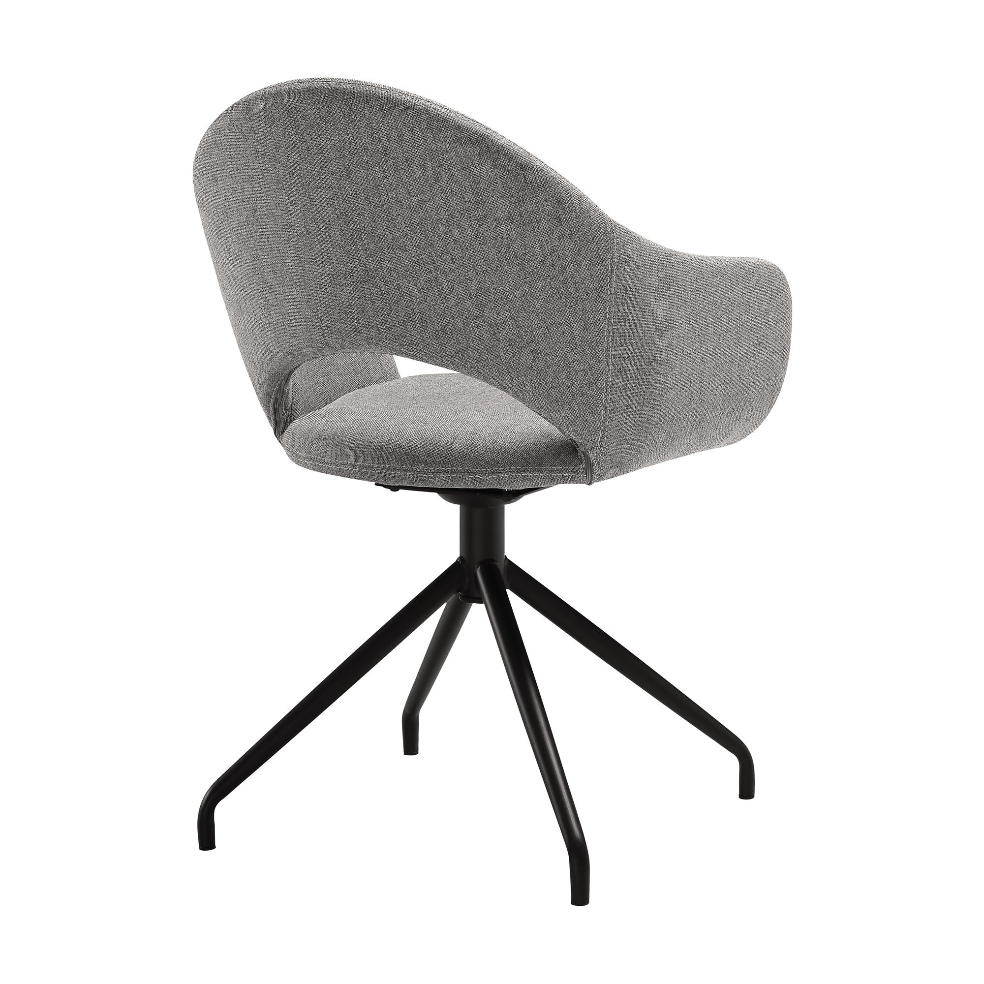 Pria Swivel Upholstered Dining Chair in Gray Fabric with Black Metal Legs - Set of 2 By Armen Living - Image 7