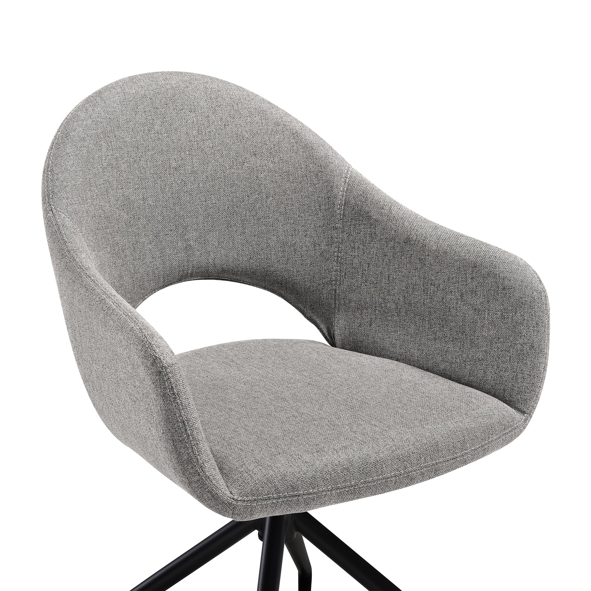 Pria Swivel Upholstered Dining Chair in Gray Fabric with Black Metal Legs - Set of 2 By Armen Living - Image 8