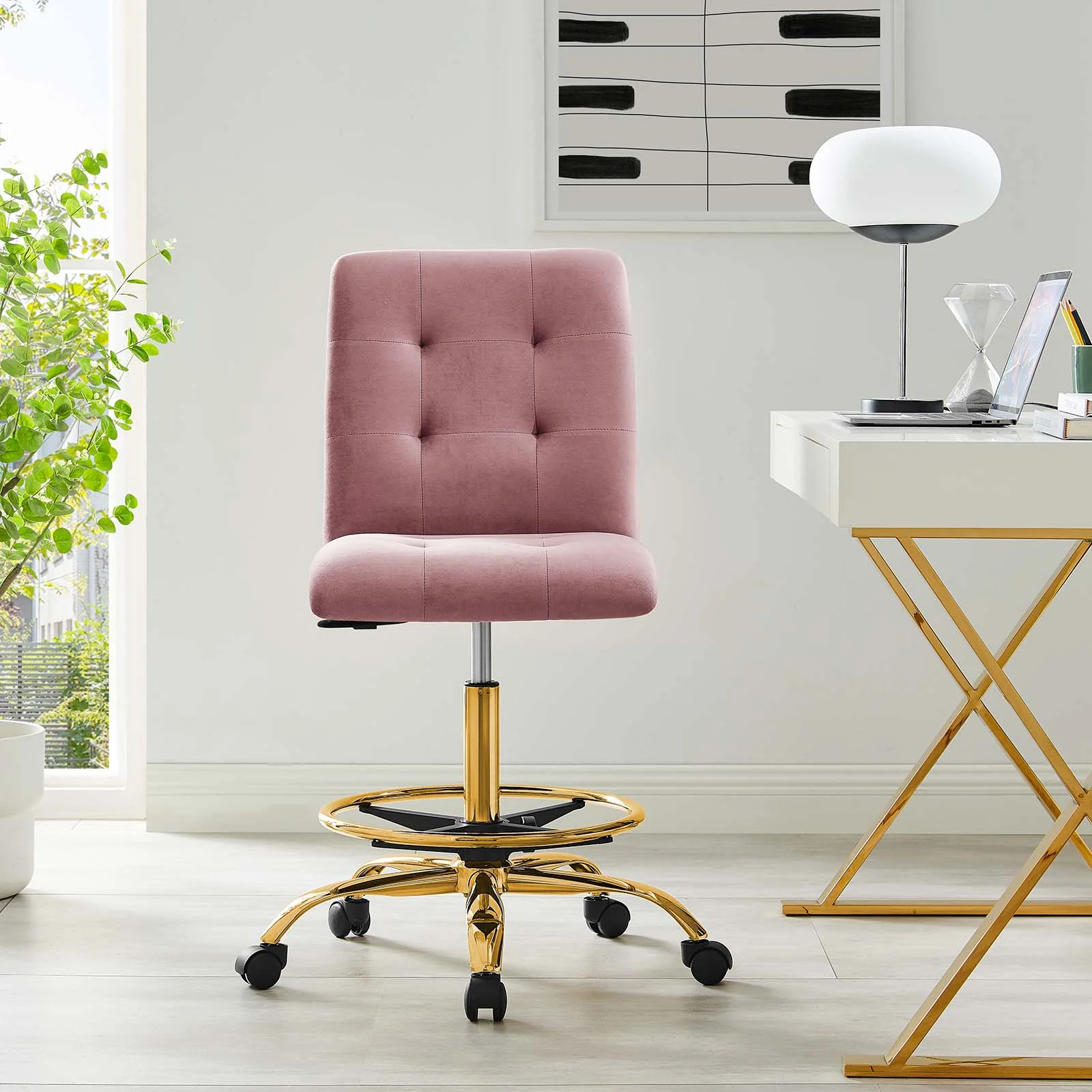 Prim Armless Performance Velvet Drafting Chair By Modway - EEI-4977 - Image 16