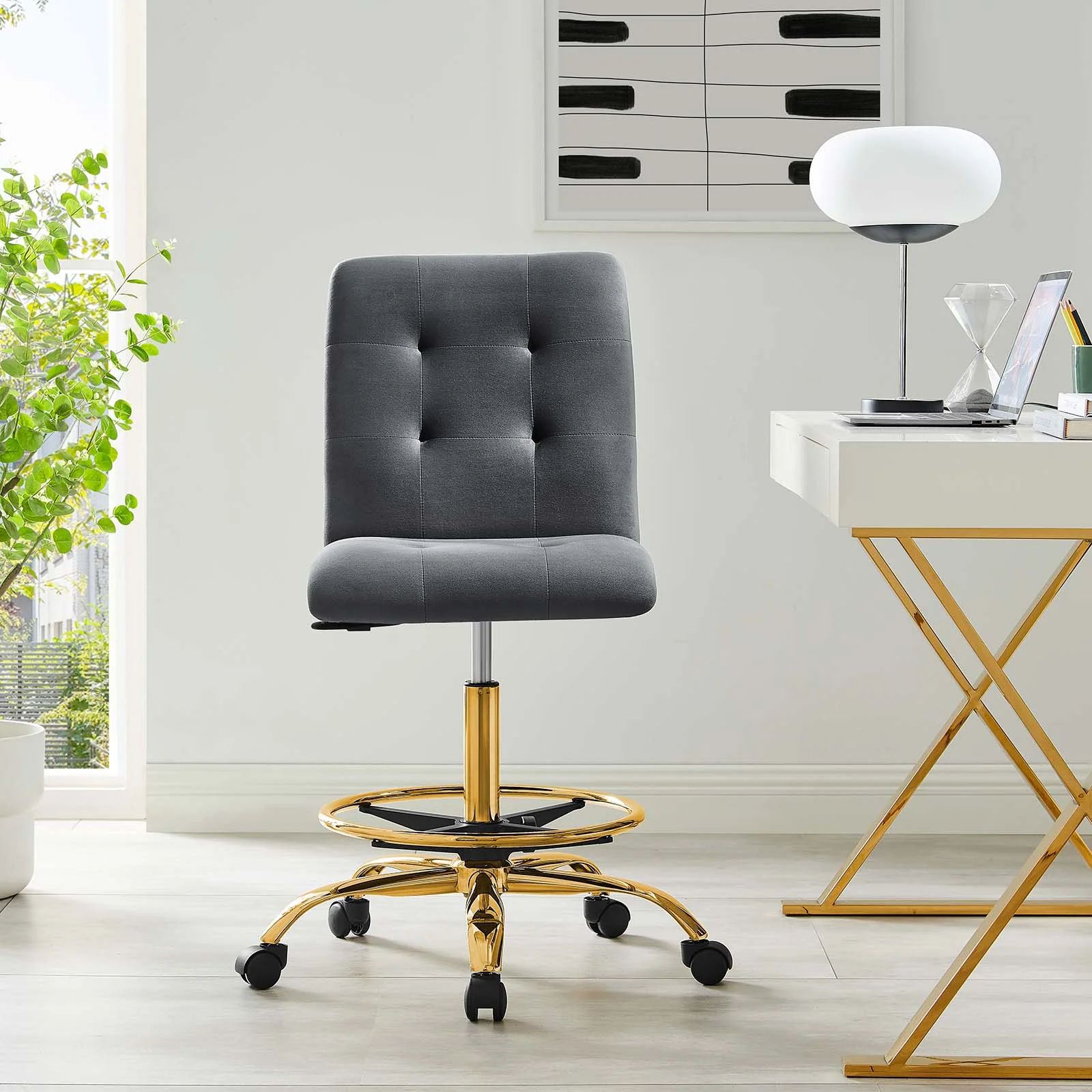 Prim Armless Performance Velvet Drafting Chair By Modway - EEI-4977 - Image 24