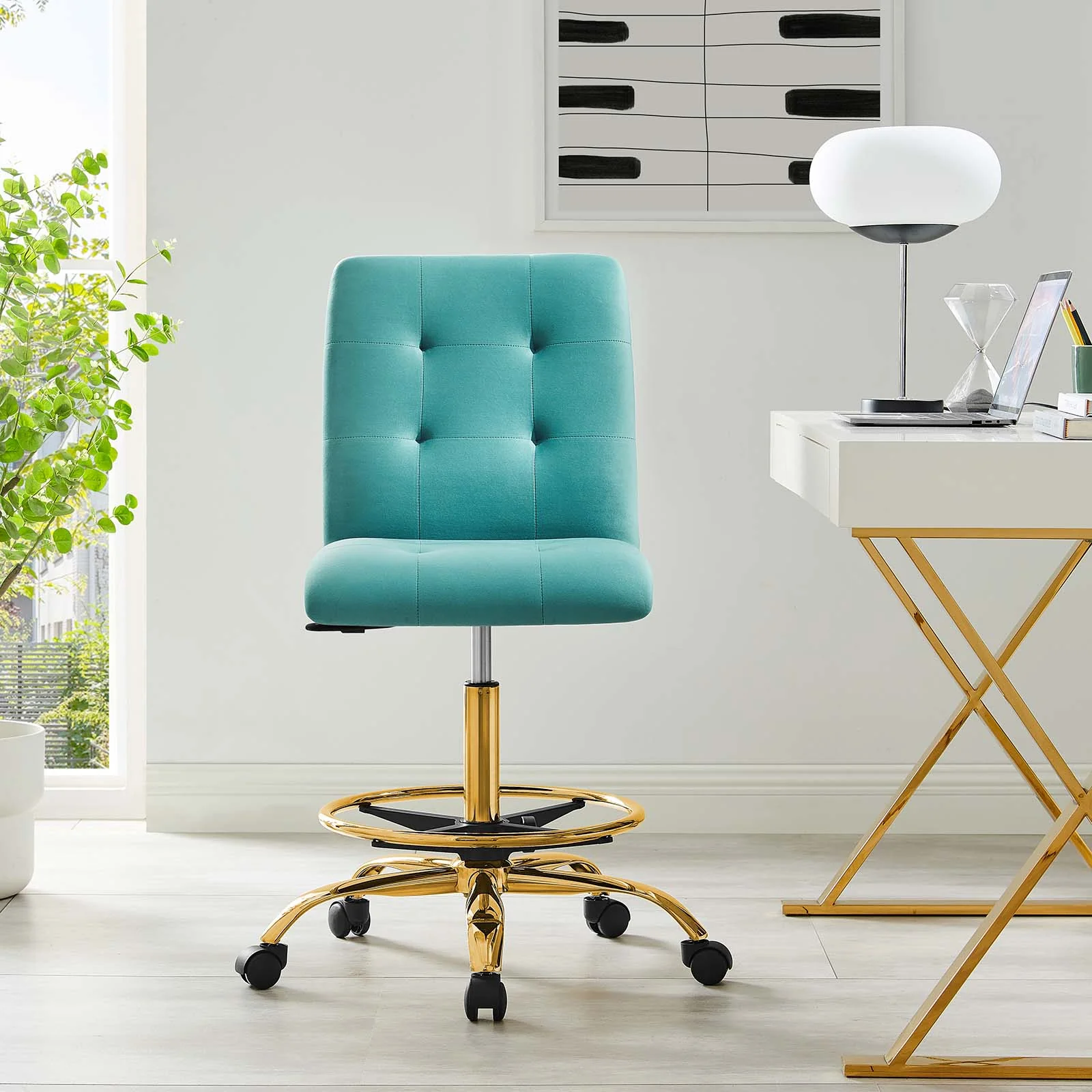Prim Armless Performance Velvet Drafting Chair By Modway - EEI-4977 - Image 48