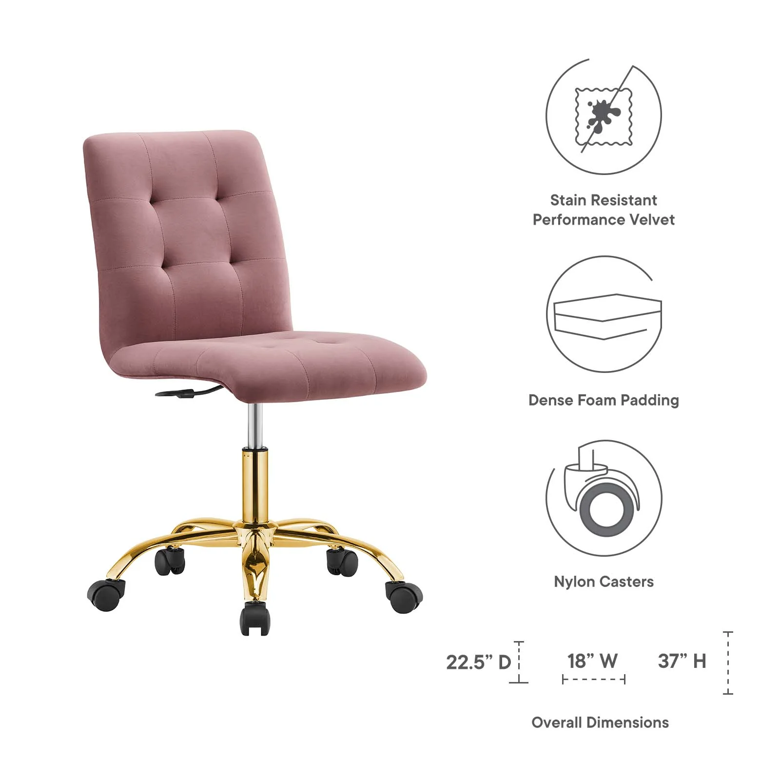 Prim Armless Performance Velvet Office Chair By Modway - EEI-4973 - Image 15