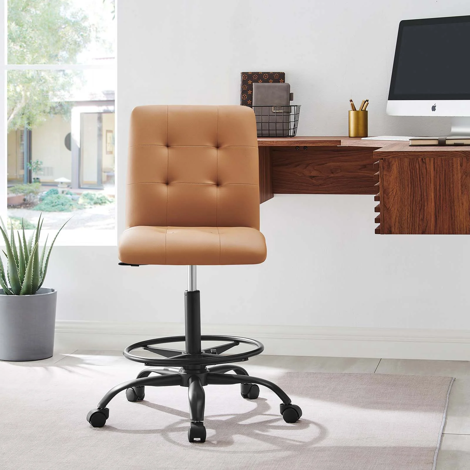 Prim Armless Vegan Leather Drafting Chair By Modway - EEI-4979 - Image 16