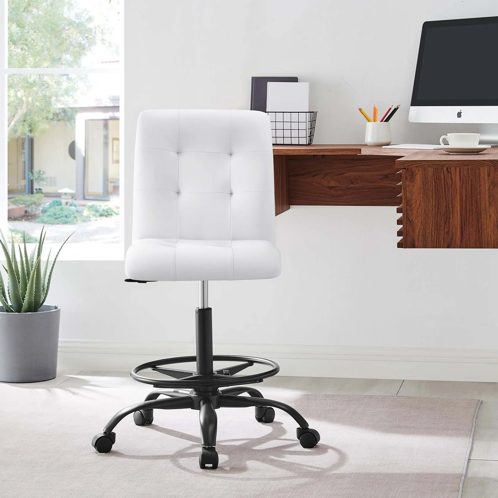 Prim Armless Vegan Leather Drafting Chair By Modway - EEI-4979 - Image 24
